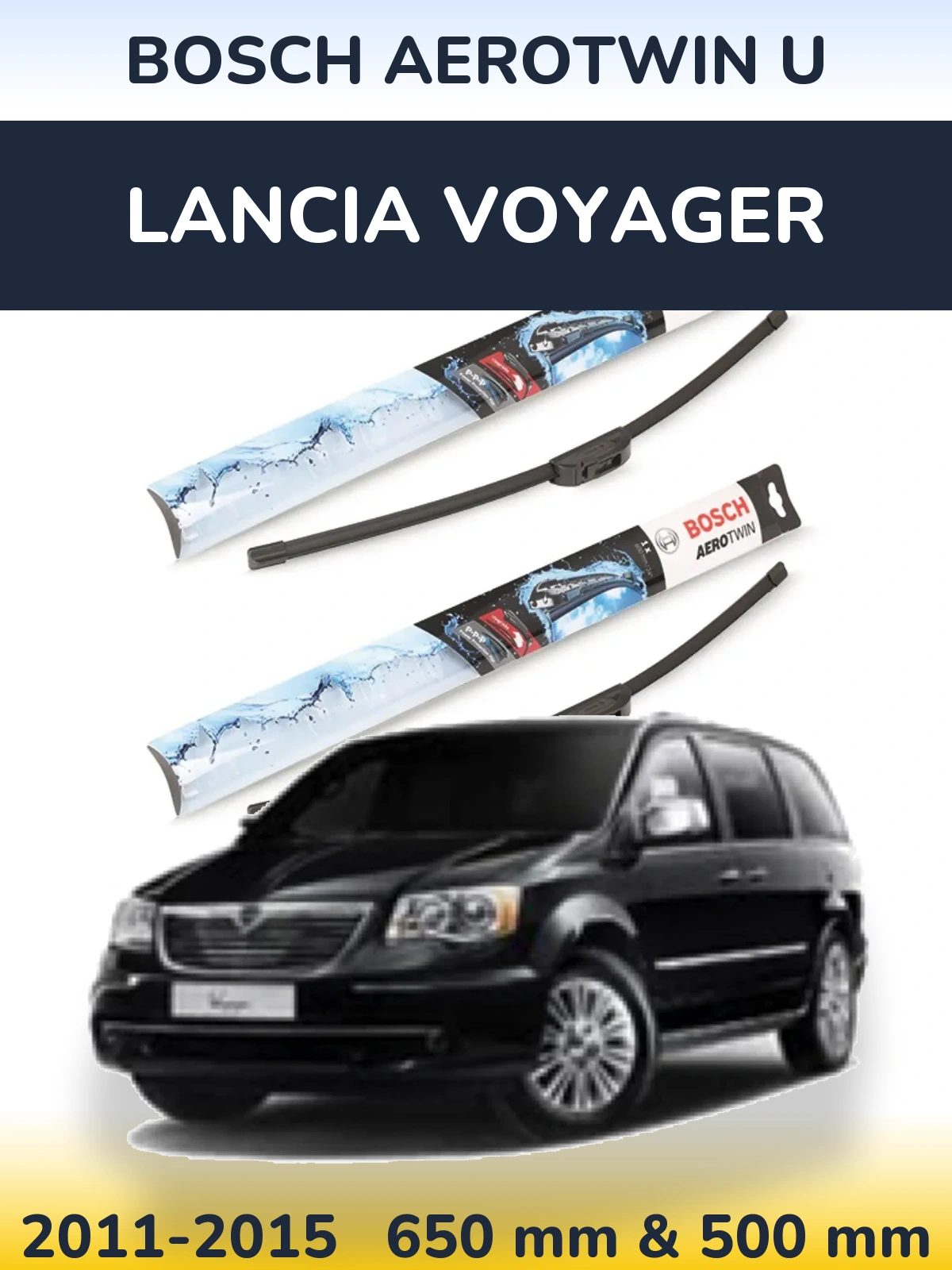 Komplet przednich wycieraczek BOSCH AeroTwin U 650 & 500 mm do Lancia Voyager 2011-2015