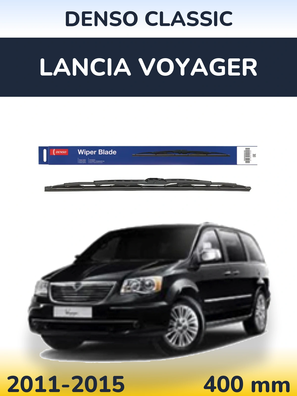 Rear wiper blade Denso Classic 400 mm for Lancia Voyager 2011-2015