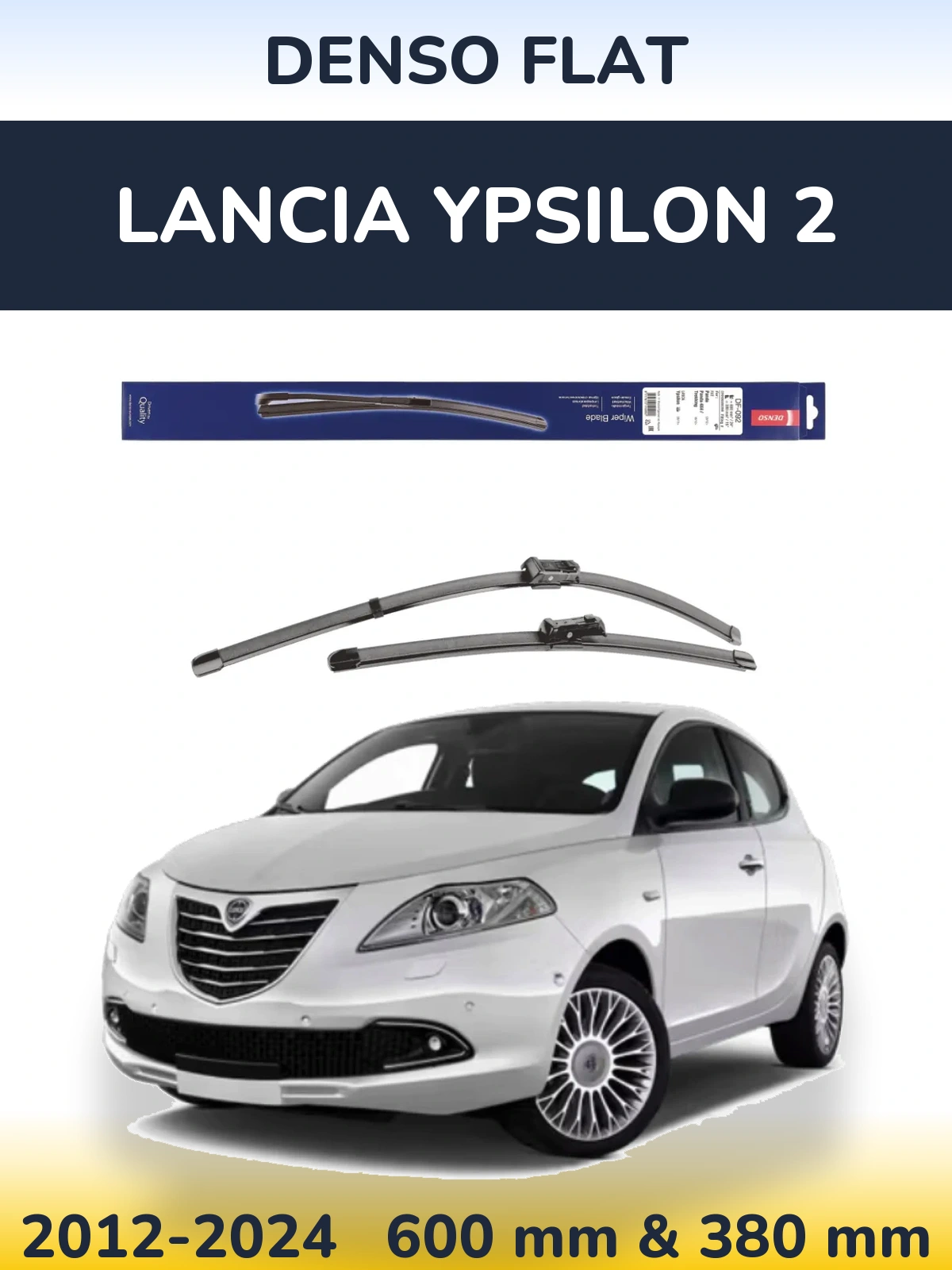 Комплект передніх щіток Denso Flat 600 & 380 мм для Lancia Ypsilon 2 2012-2024