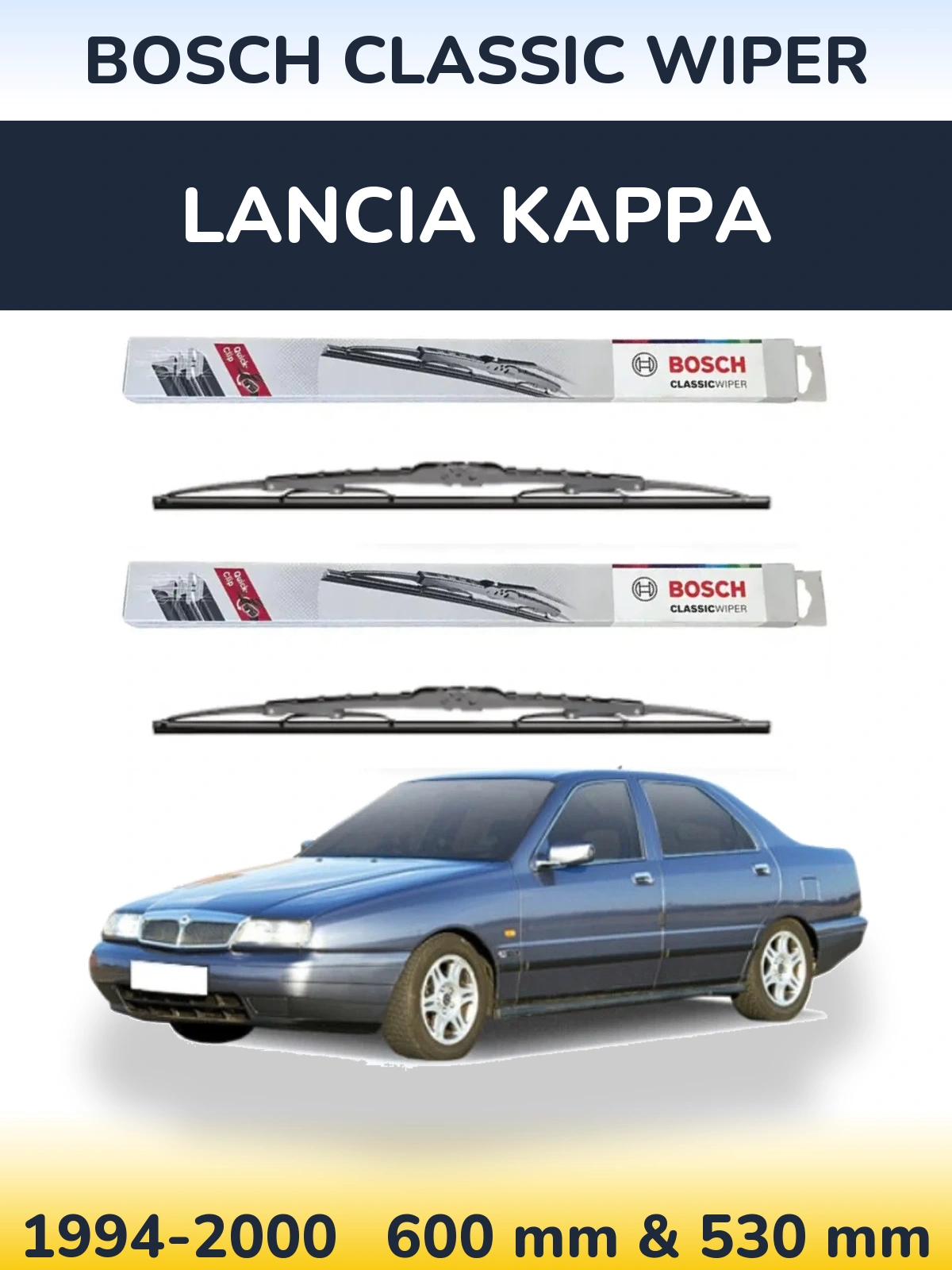 Komplet przednich wycieraczek BOSCH Classic Wiper 600 & 530 mm do Lancia Kappa 1994-2000