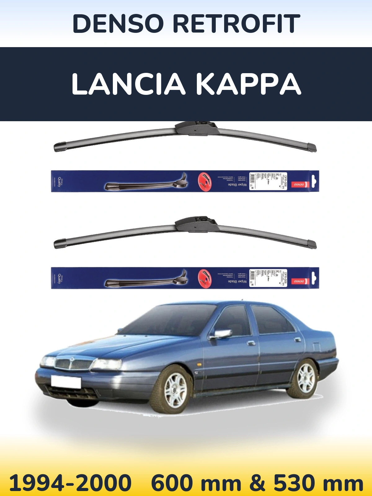 Komplet przednich wycieraczek Denso Retrofit 600 & 530 mm do Lancia Kappa 1994-2000