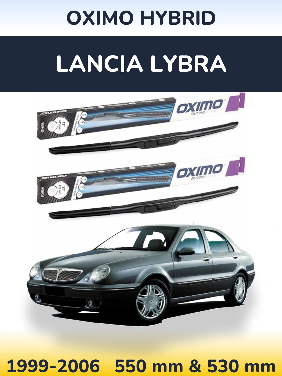 Комплект передних дворников Oximo Hybrid 550 & 530 мм для Lancia Lybra 1999-2006