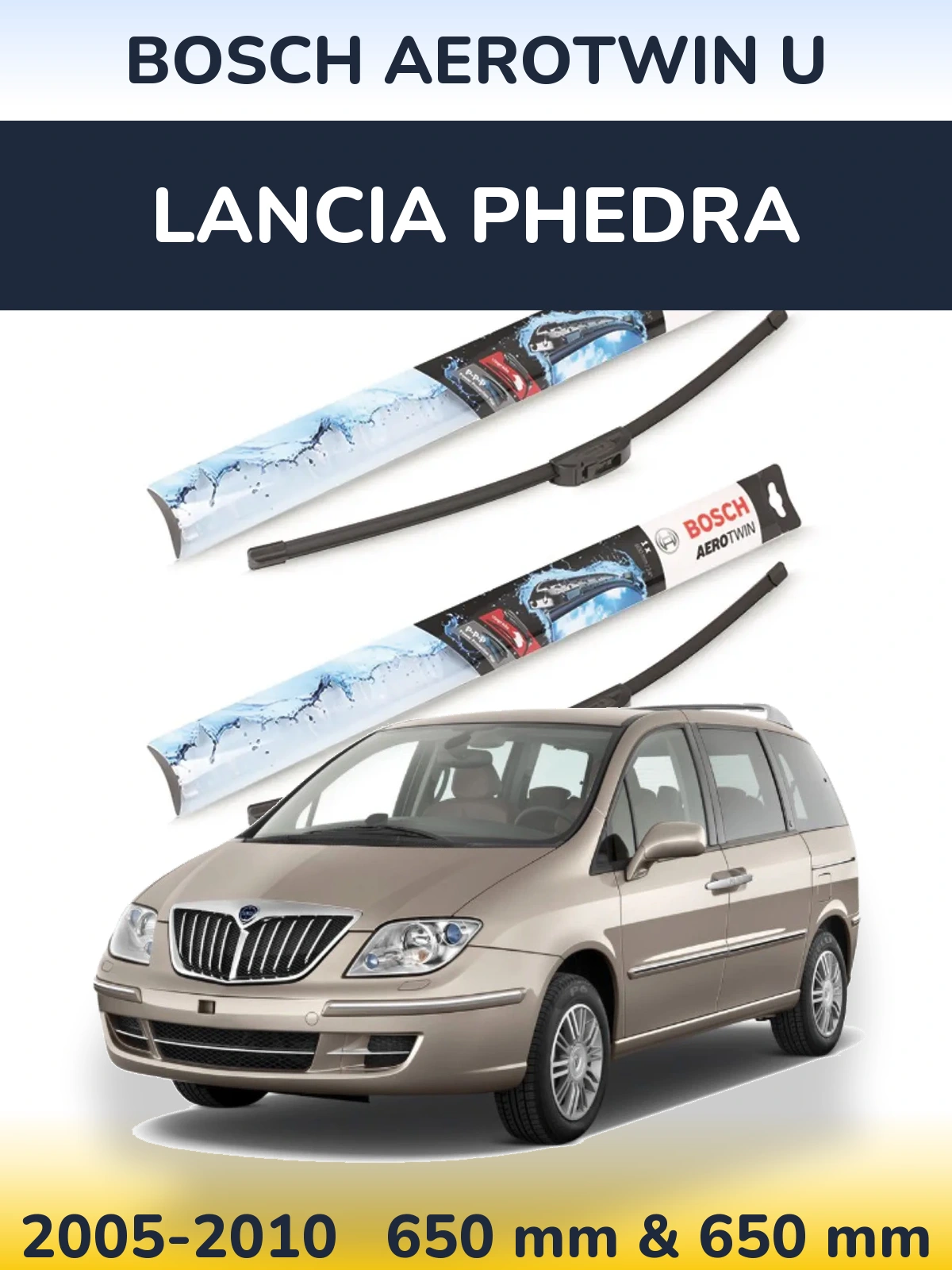 Komplet przednich wycieraczek BOSCH AeroTwin U 650 & 650 mm do Lancia Phedra 2005-2010