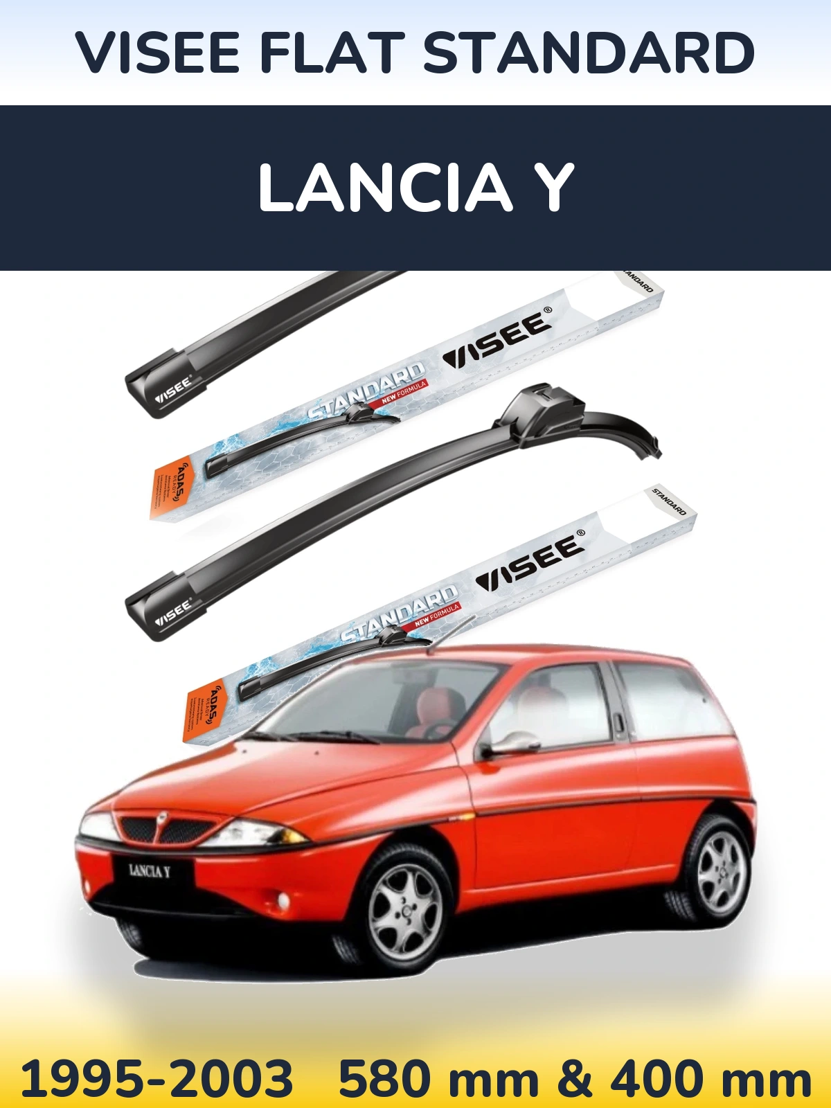 Комплект передних дворников VISEE FLAT STANDARD 580 & 400 мм для Lancia Y 1995-2003
