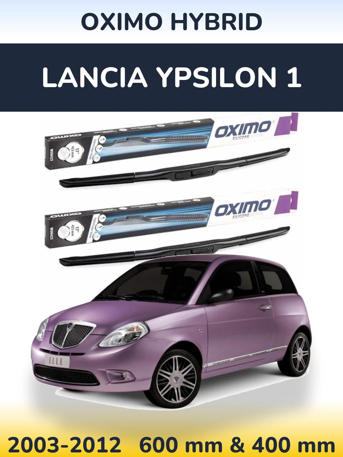 Комплект передних дворников Oximo Hybrid 600 & 400 мм для Lancia Ypsilon 1 2003-2012