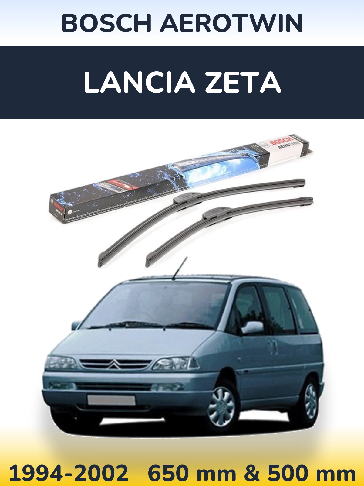 Komplet przednich wycieraczek BOSCH AeroTwin 650 & 500 mm do Lancia Zeta 1994-2002