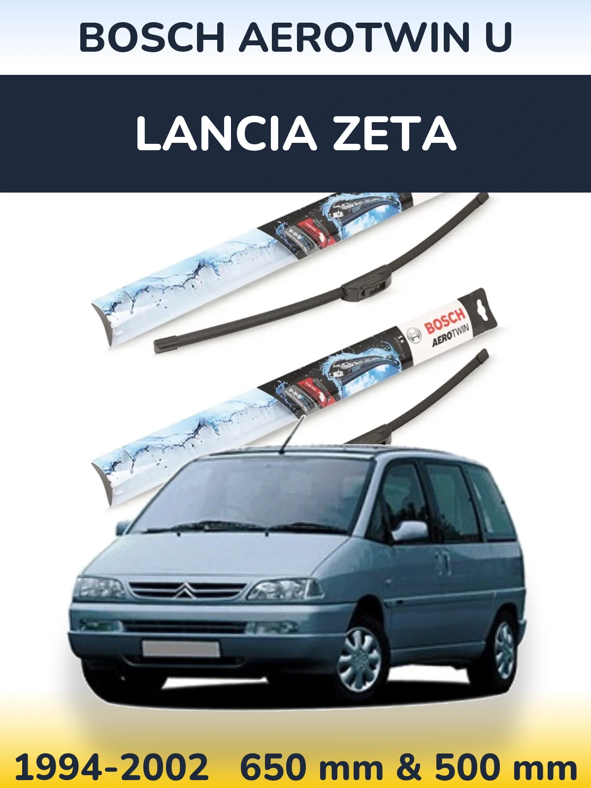 Komplet przednich wycieraczek BOSCH AeroTwin U 650 & 500 mm do Lancia Zeta 1994-2002