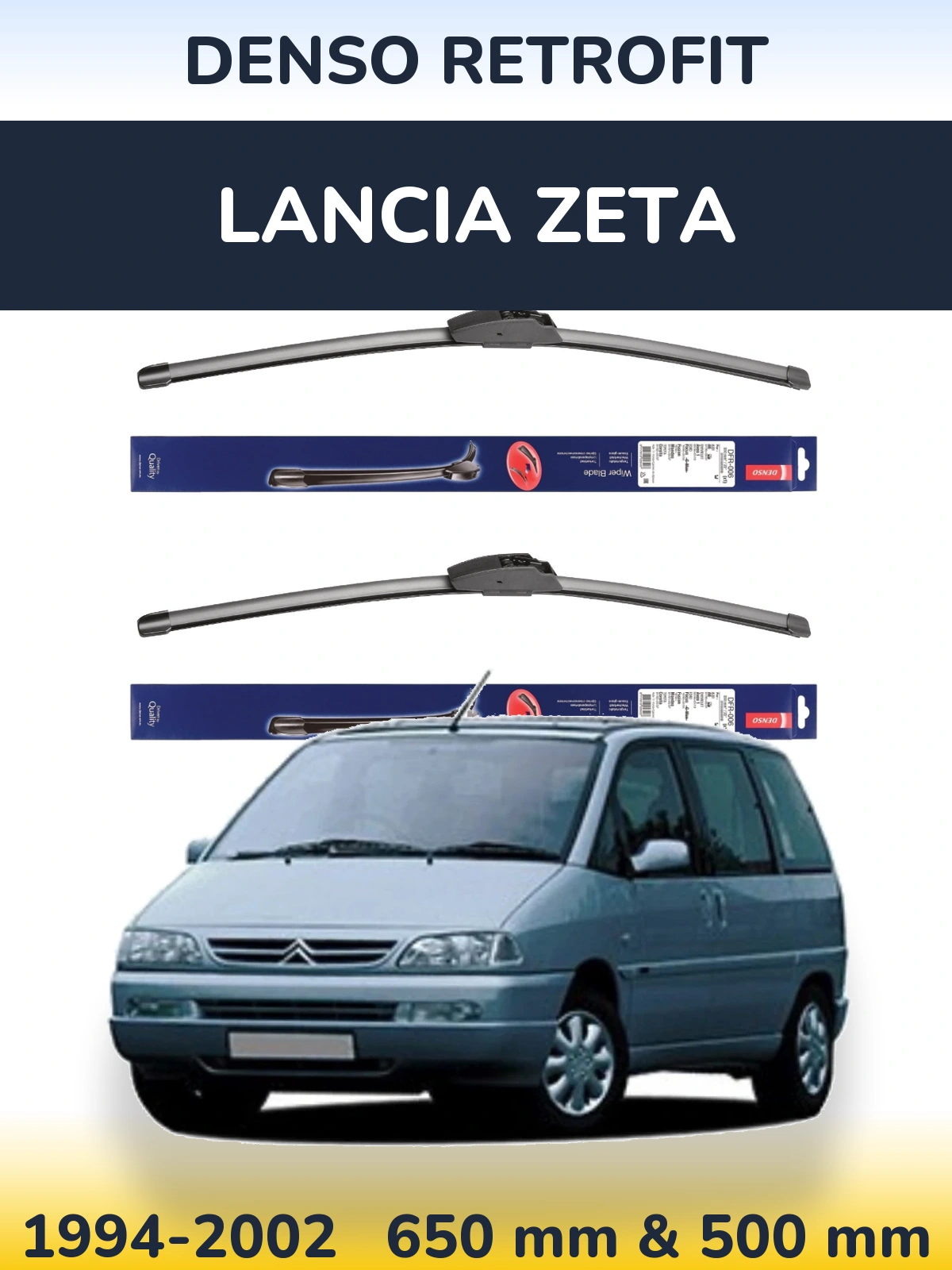 Комплект передних дворников Denso Retrofit 650 & 500 мм для Lancia Zeta 1994-2002