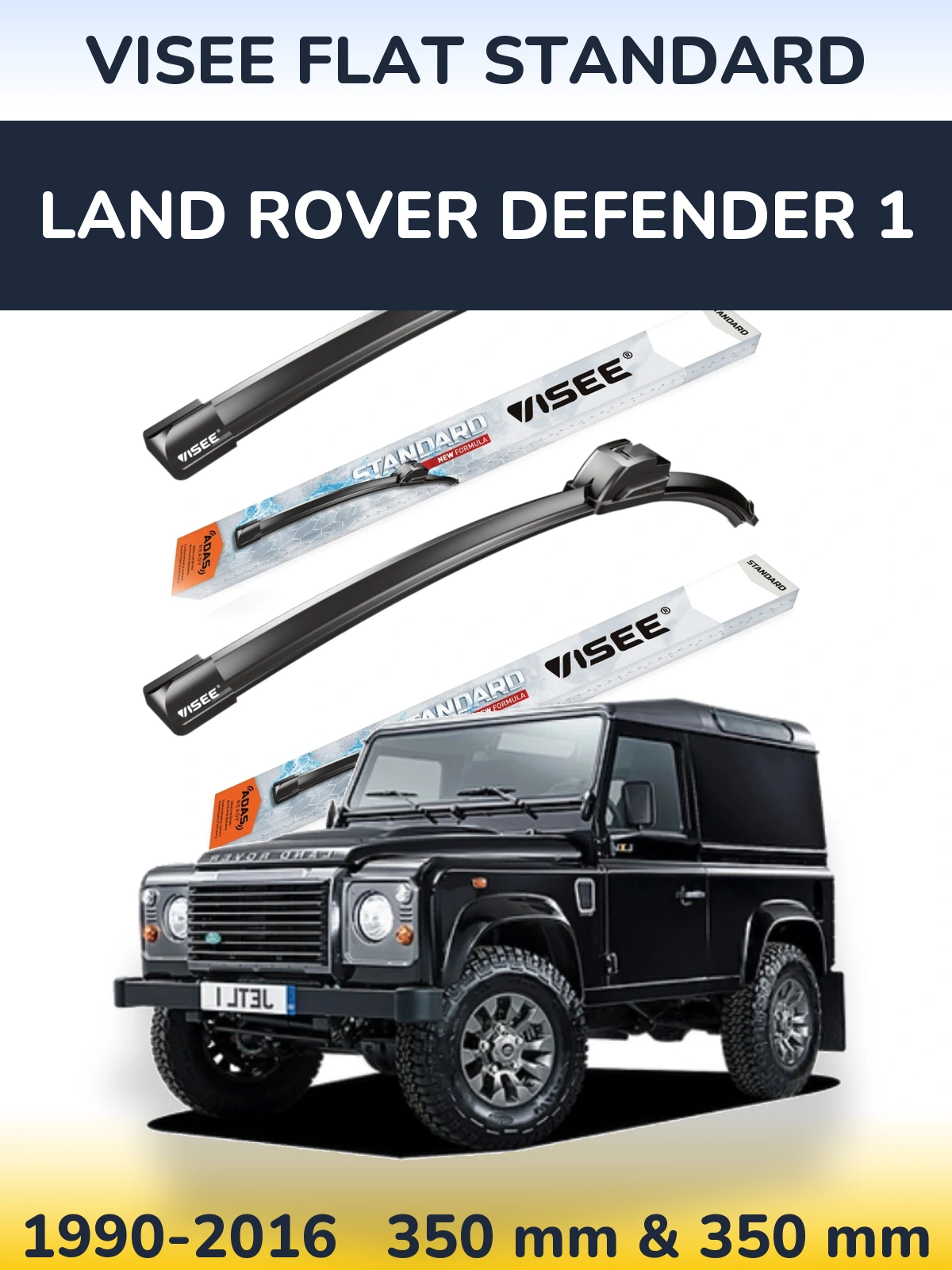 Komplet przednich wycieraczek VISEE FLAT STANDARD 350 & 350 mm do Land Rover Defender 1 1990-2016