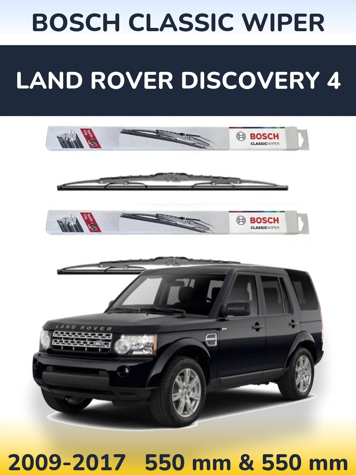 Komplet przednich wycieraczek BOSCH Classic Wiper 550 & 550 mm do Land Rover Discovery 4 2009-2017