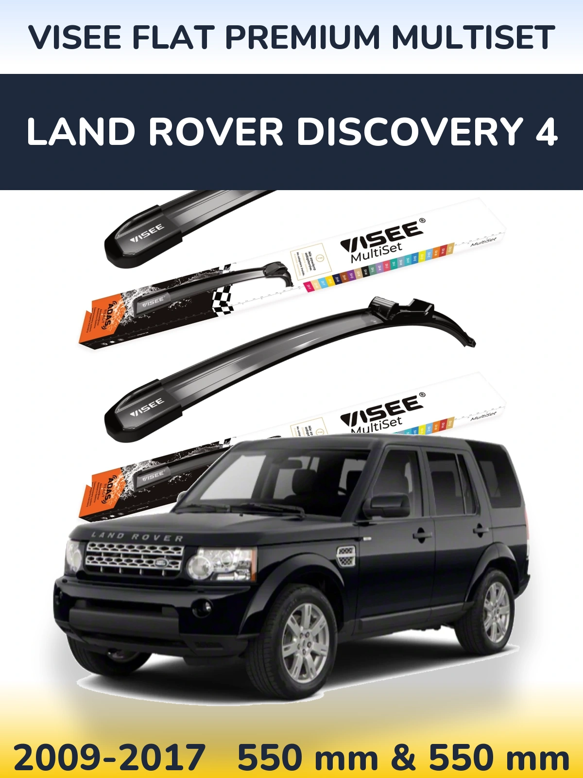 Komplet przednich wycieraczek VISEE FLAT PREMIUM MultiSet 550 & 550 mm do Land Rover Discovery 4 2009-2017