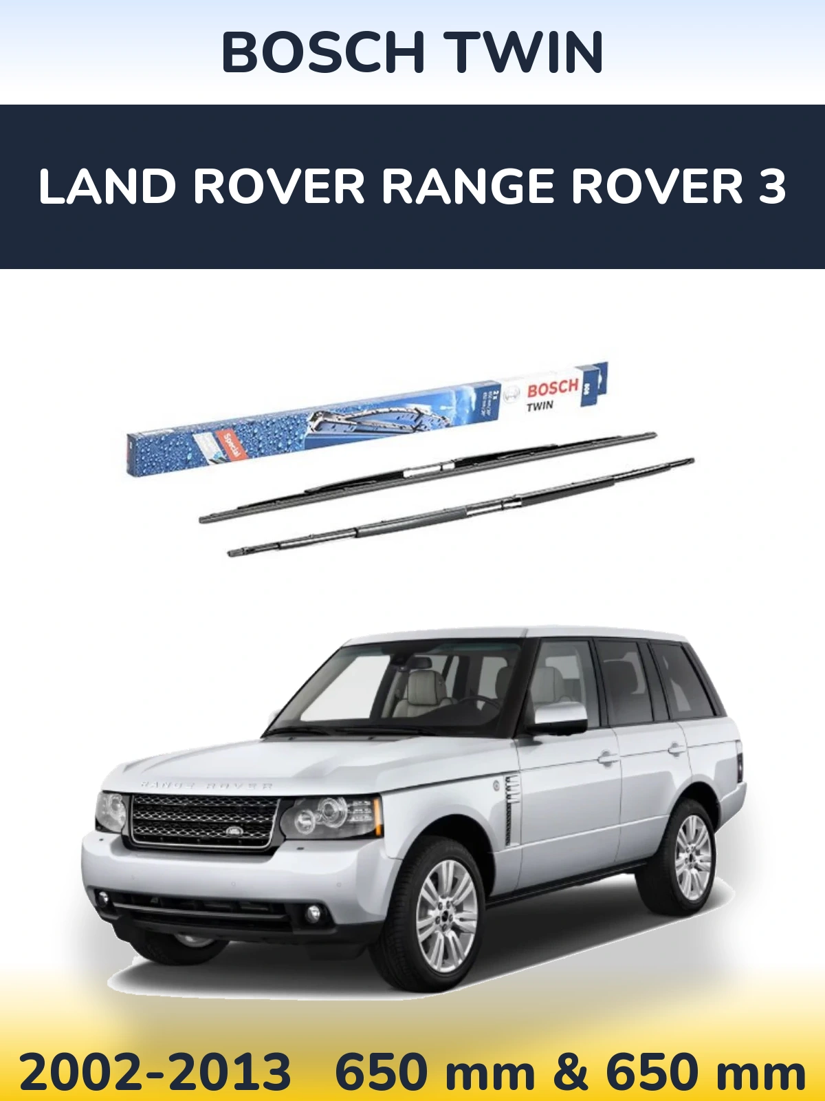 Komplet przednich wycieraczek BOSCH Twin 650 & 650 mm do Land Rover Range Rover 3 2002-2013