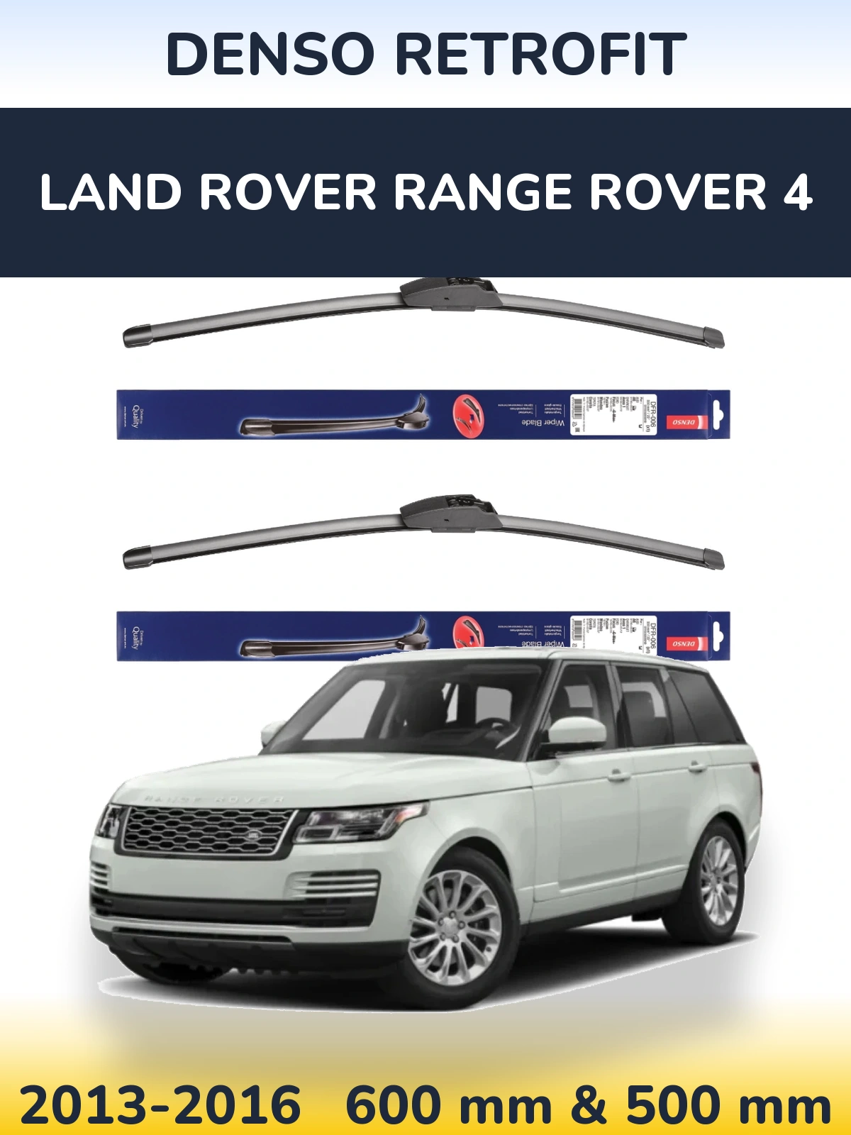 Komplet przednich wycieraczek Denso Retrofit 600 & 500 mm do Land Rover Range Rover 4 2013-2016