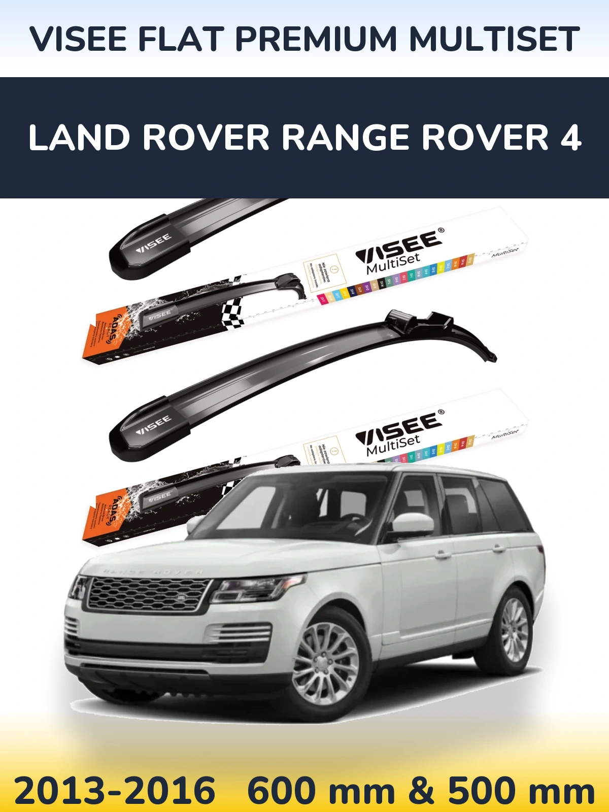 Komplet przednich wycieraczek VISEE FLAT PREMIUM MultiSet 600 & 500 mm do Land Rover Range Rover 4 2013-2016