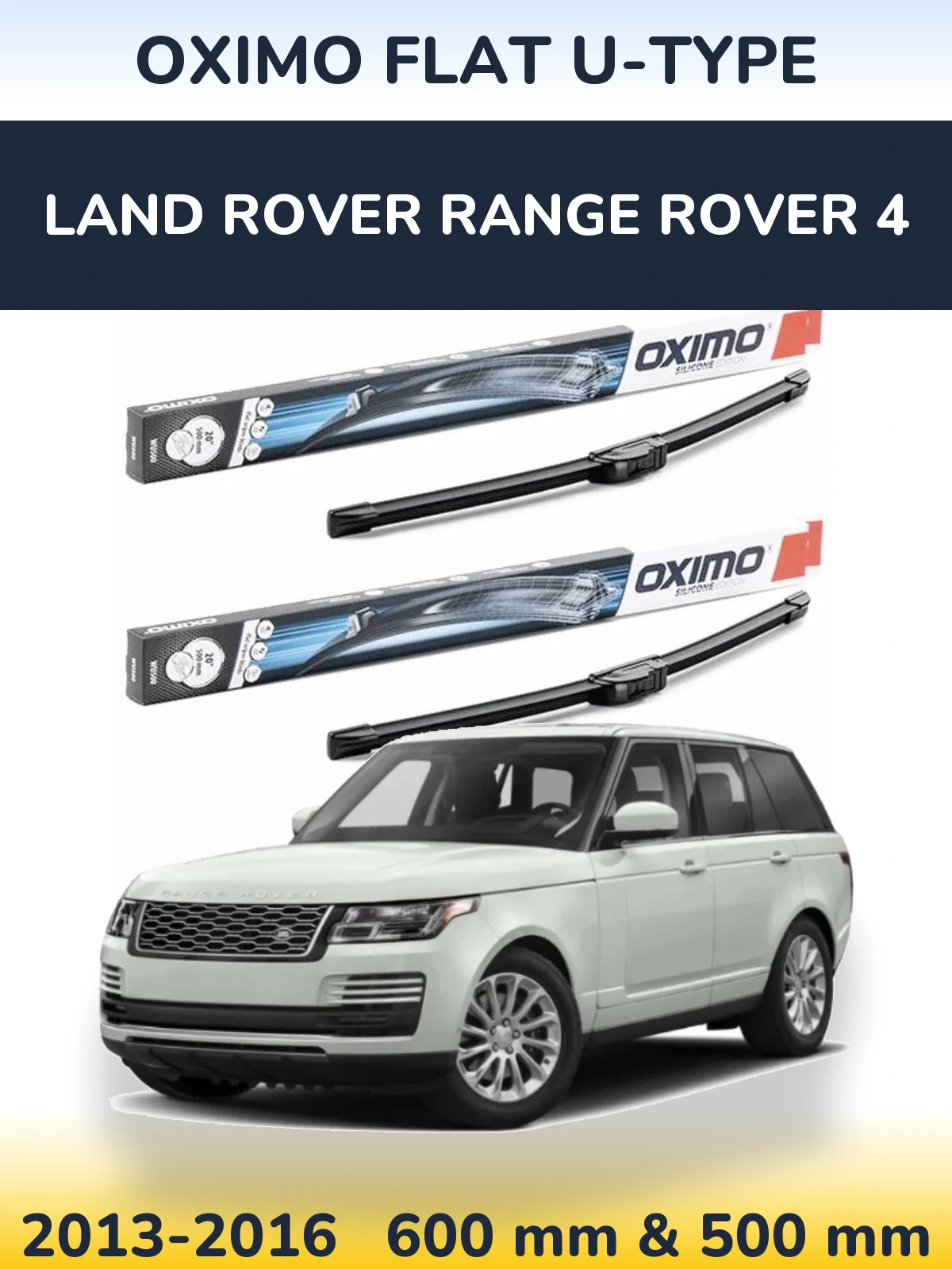 Komplet przednich wycieraczek Oximo Flat U-type 600 & 500 mm do Land Rover Range Rover 4 2013-2016