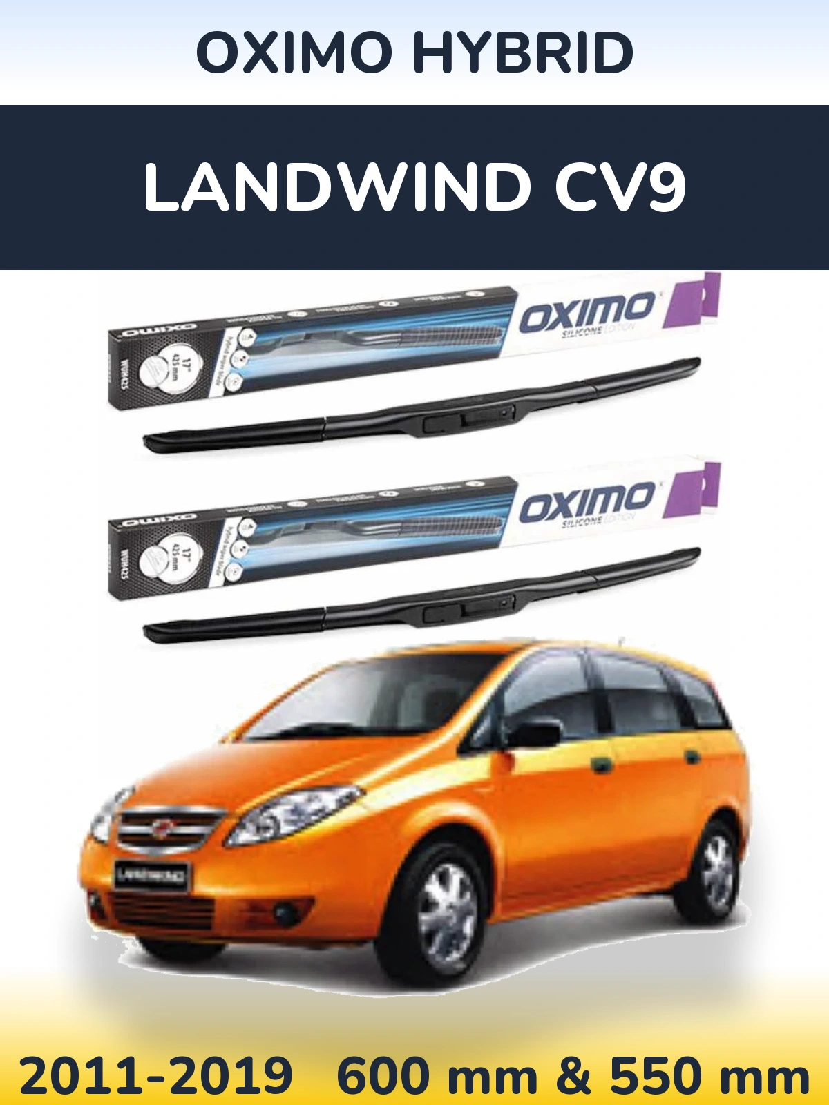 Komplet przednich wycieraczek Oximo Hybrid 600 & 550 mm do Landwind CV9 2011-2019