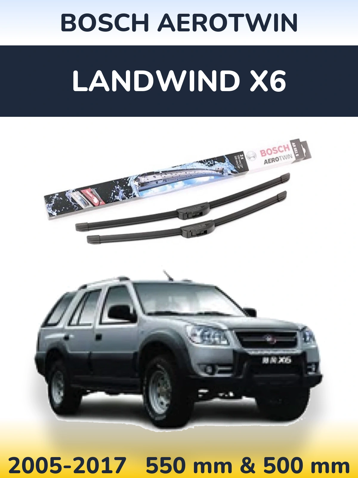 Komplet przednich wycieraczek BOSCH AeroTwin 550 & 500 mm do Landwind X6 2005-2017