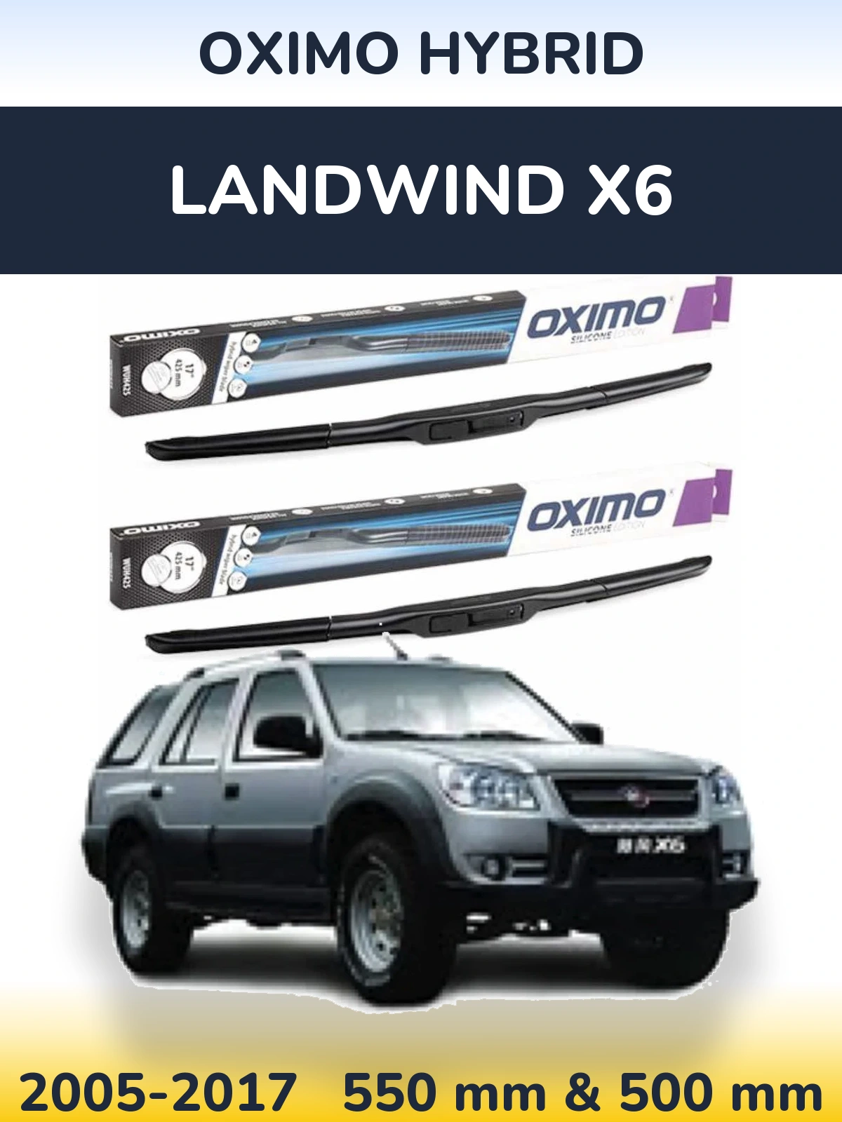 Komplet przednich wycieraczek Oximo Hybrid 550 & 500 mm do Landwind X6 2005-2017