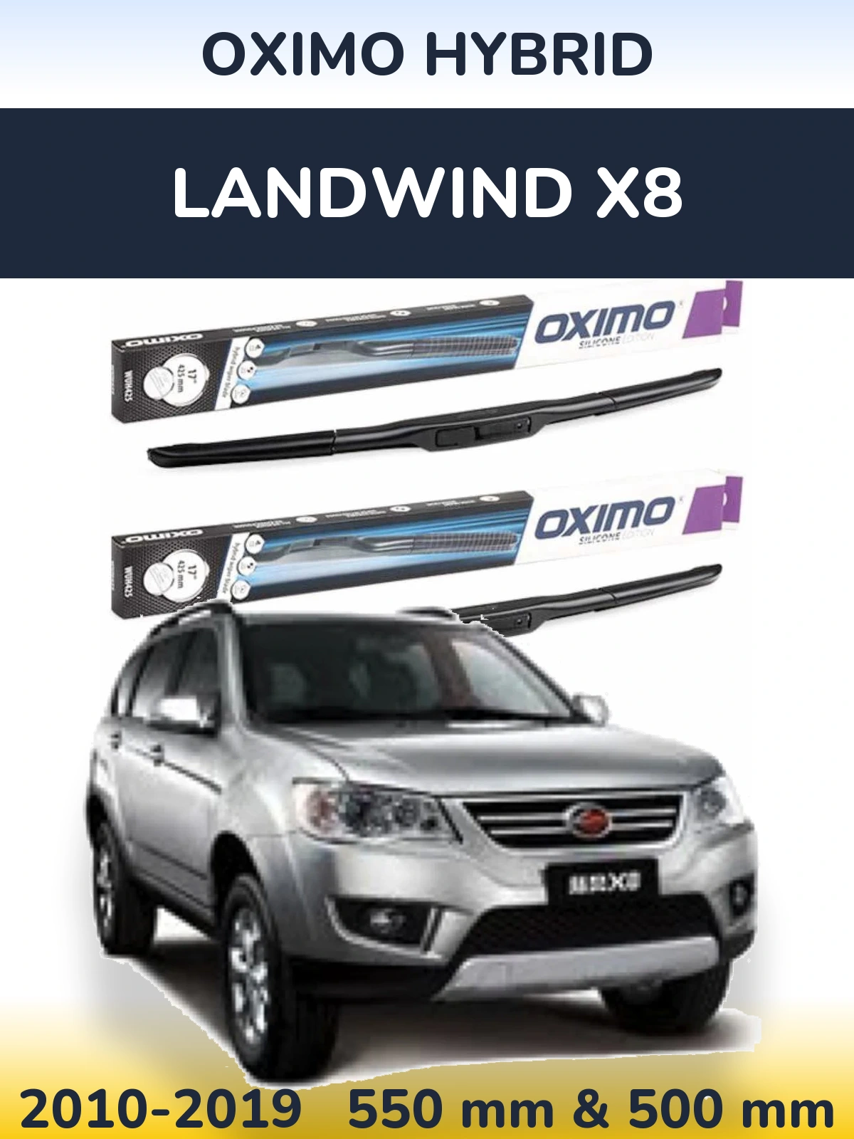Komplet przednich wycieraczek Oximo Hybrid 550 & 500 mm do Landwind X8 2010-2019