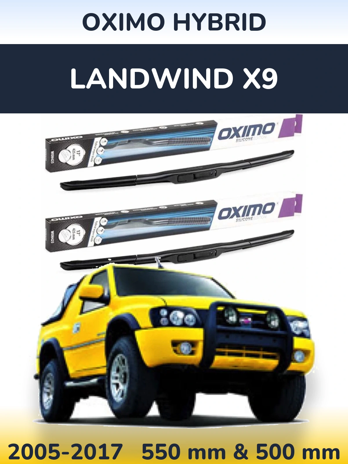 Komplet przednich wycieraczek Oximo Hybrid 550 & 500 mm do Landwind X9 2005-2017