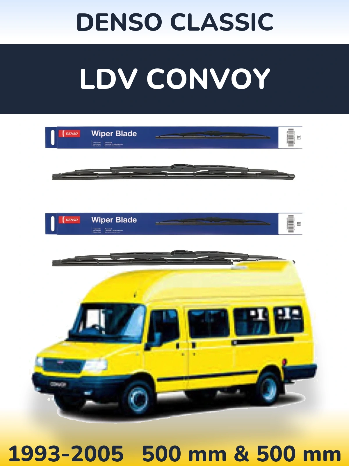 Комплект передних дворников Denso Classic 500 & 500 мм для LDV Convoy 1993-2005