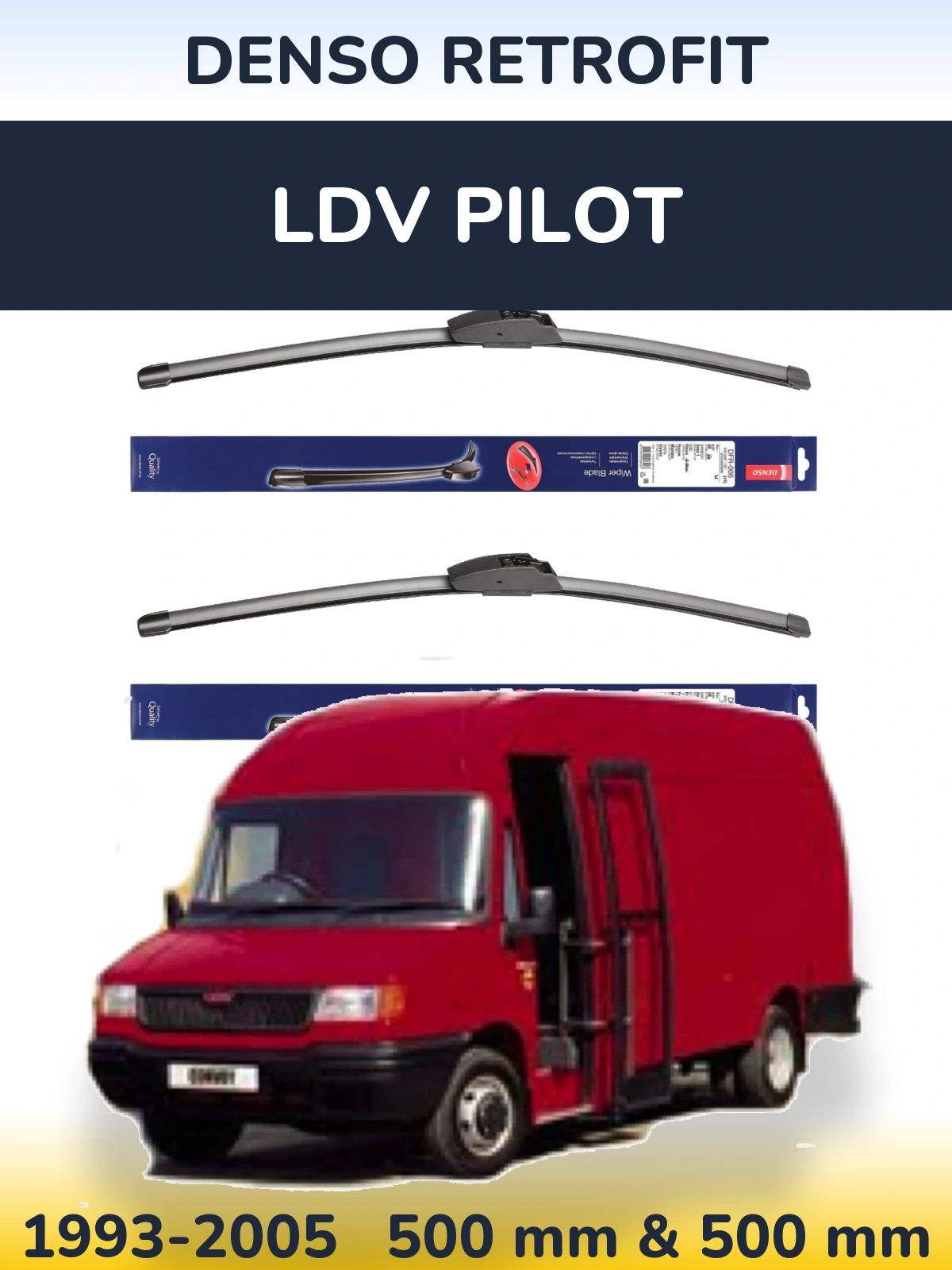 Комплект передніх щіток Denso Retrofit 500 & 500 мм для LDV Pilot 1993-2005