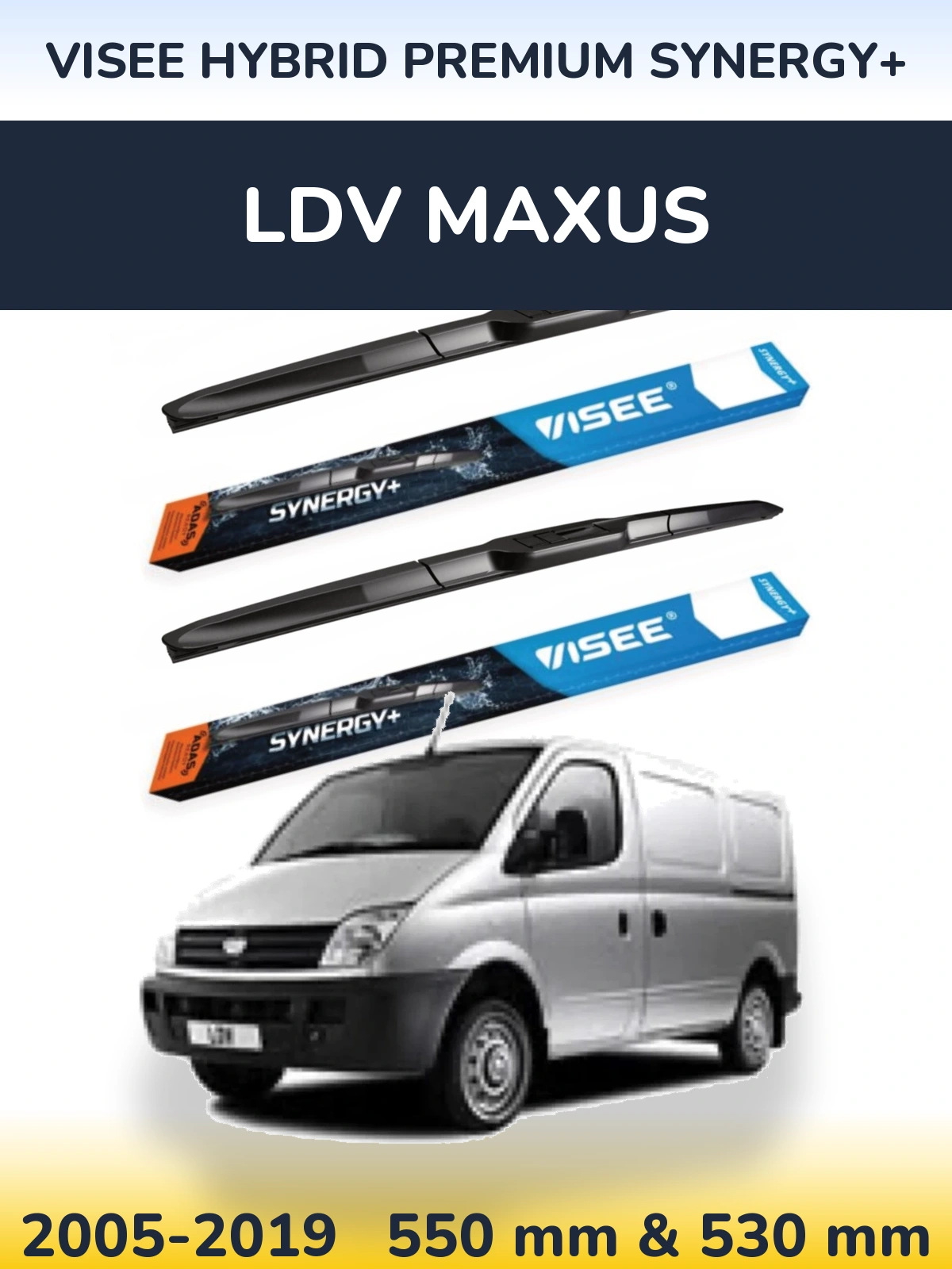 Комплект передних дворников VISEE HYBRID PREMIUM SYNERGY+ 550 & 530 мм для LDV Maxus 2005-2019