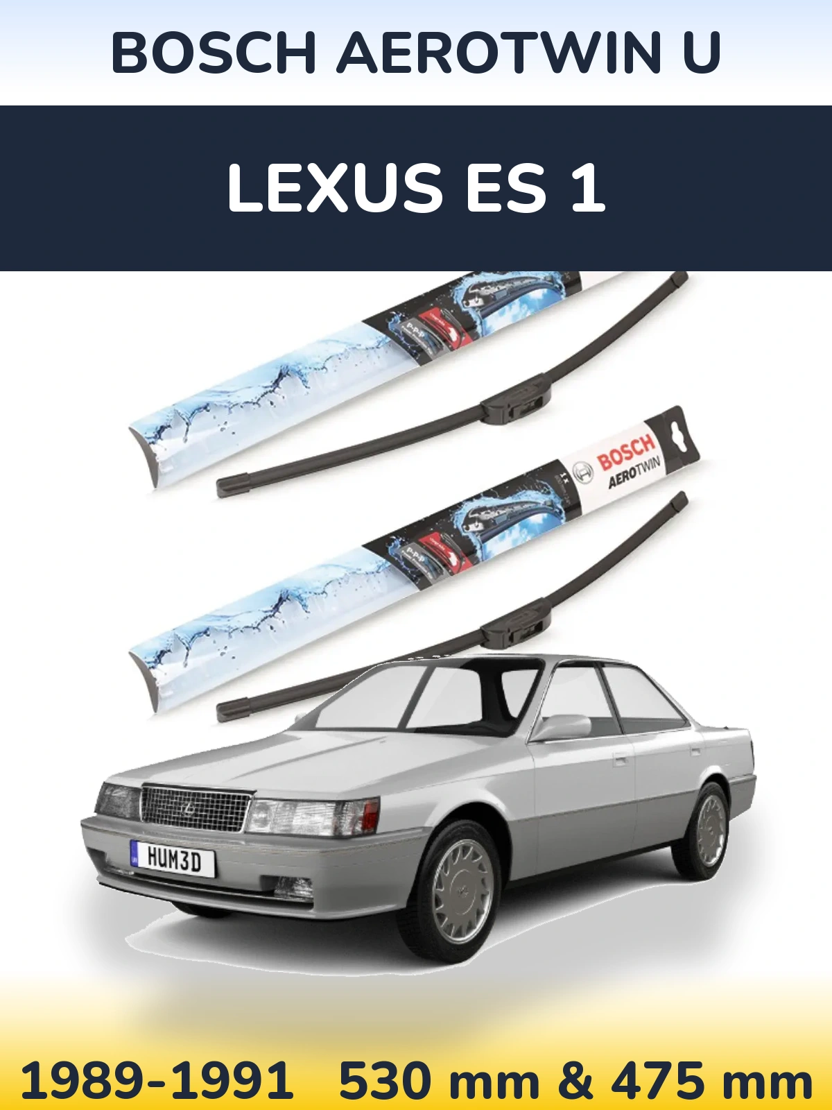 Komplet przednich wycieraczek BOSCH AeroTwin U 530 & 475 mm do Lexus ES 1 1989-1991