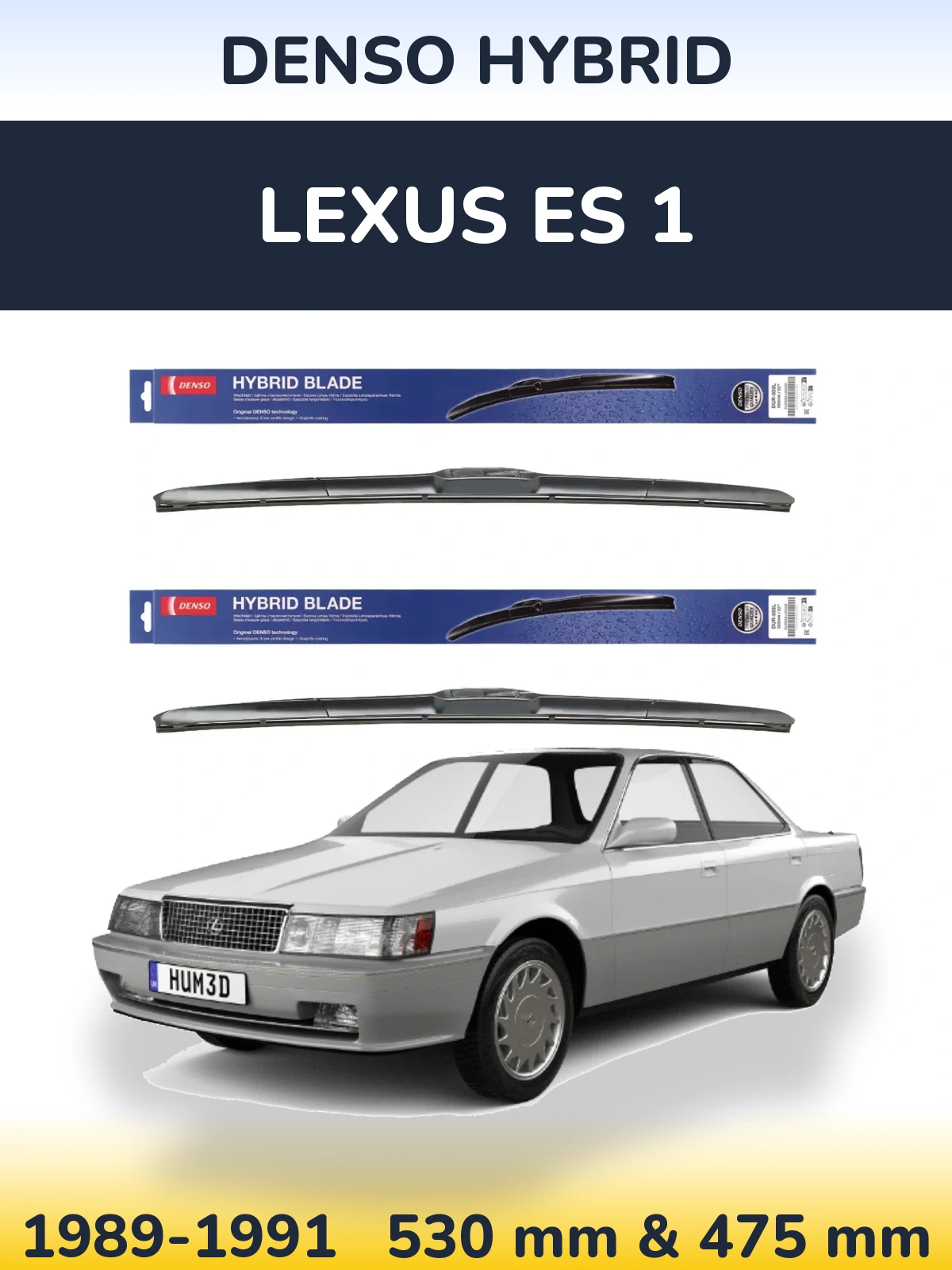 Komplet przednich wycieraczek Denso Hybrid 530 & 475 mm do Lexus ES 1 1989-1991