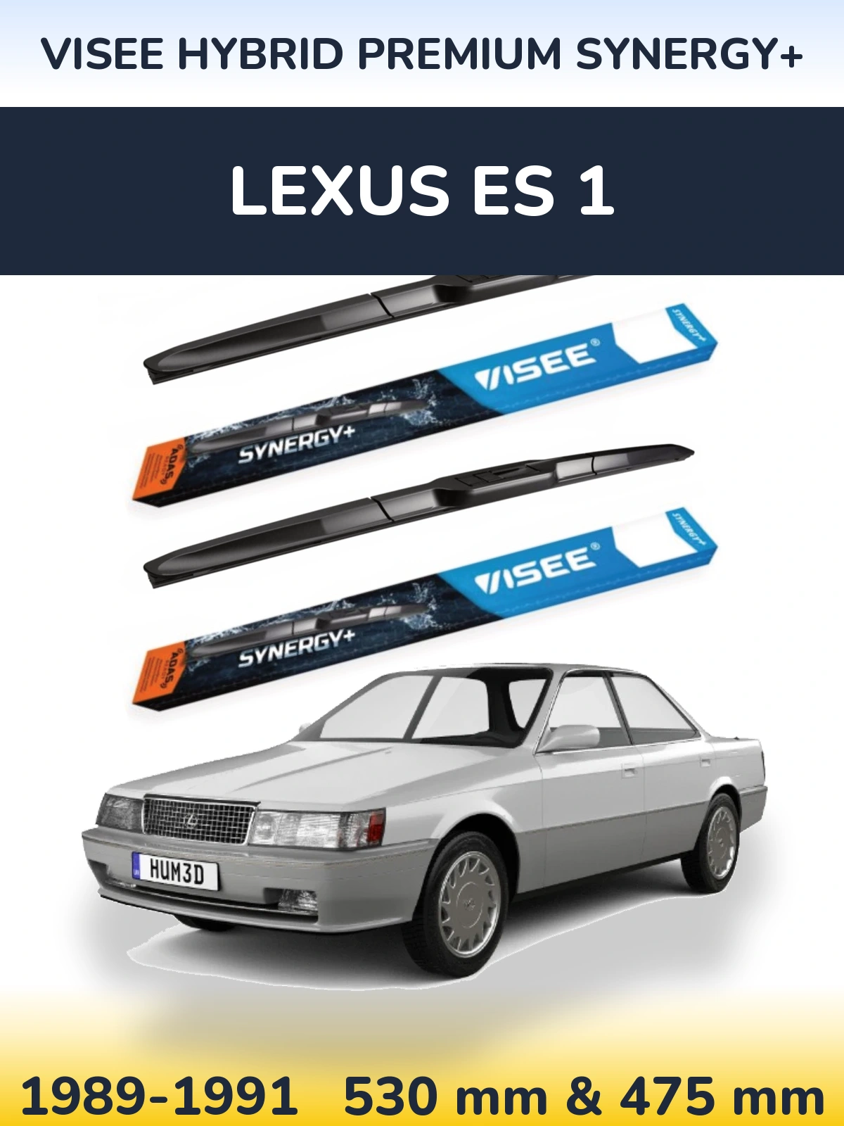 Front wiper blade set VISEE HYBRID PREMIUM SYNERGY+ 530 & 475 mm for Lexus ES 1 1989-1991
