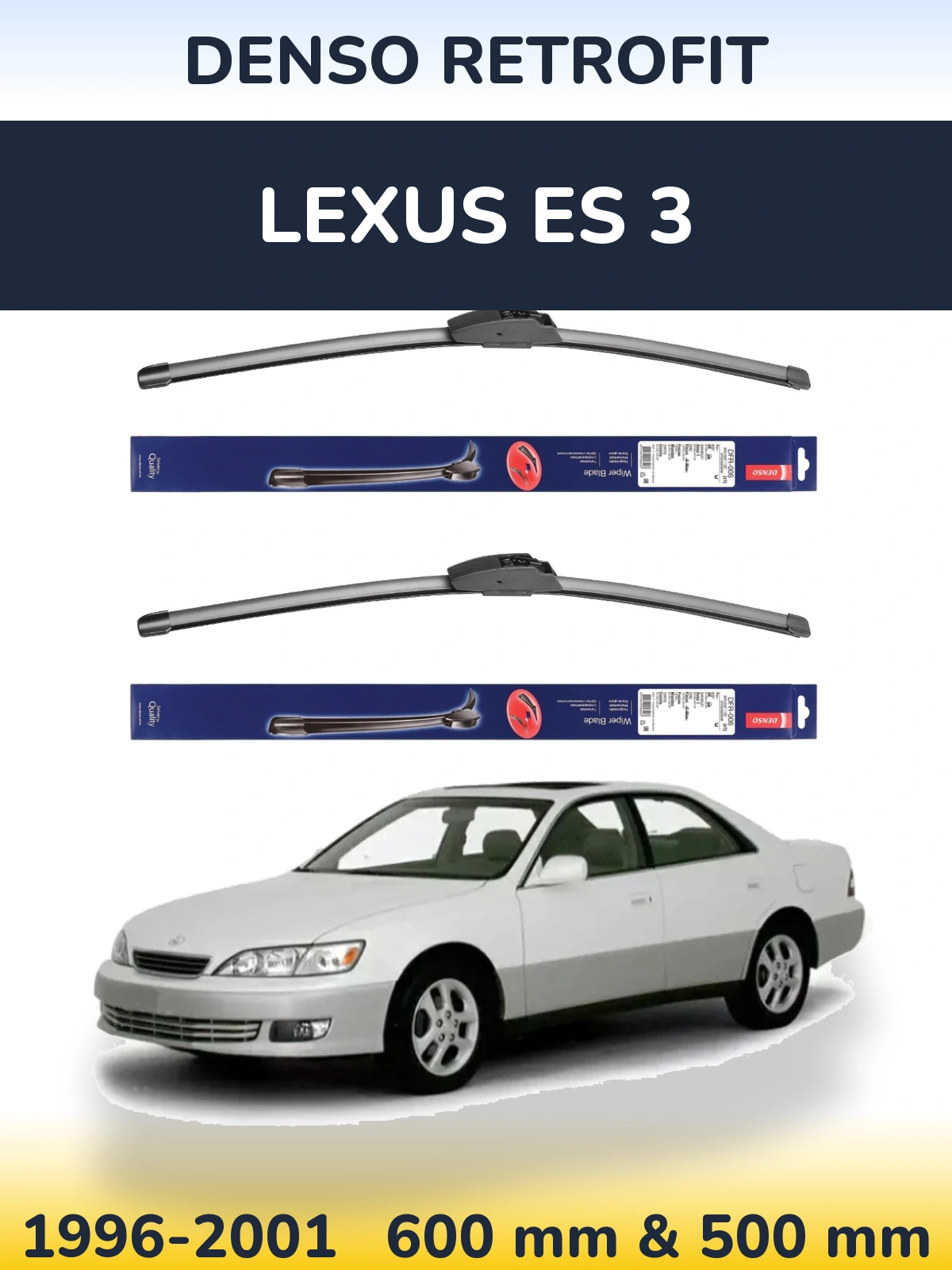 Комплект передних дворников Denso Retrofit 600 & 500 мм для Lexus ES 3 1996-2001