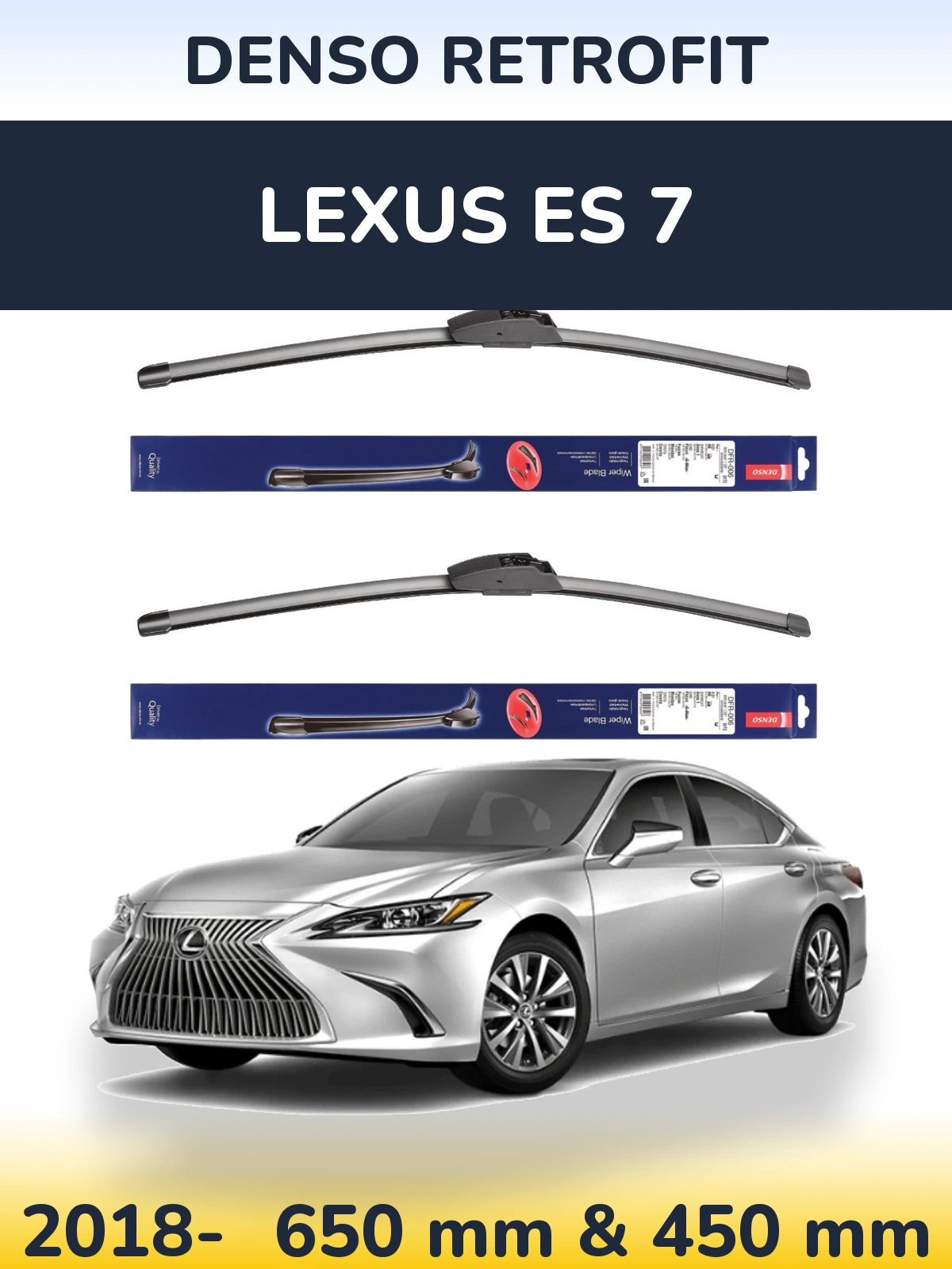 Комплект передних дворников Denso Retrofit 650 & 450 мм для Lexus ES 7 2018-2026