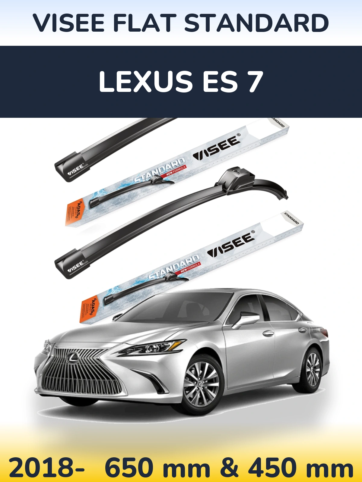 Komplet przednich wycieraczek VISEE FLAT STANDARD 650 & 450 mm do Lexus ES 7 2018-2026