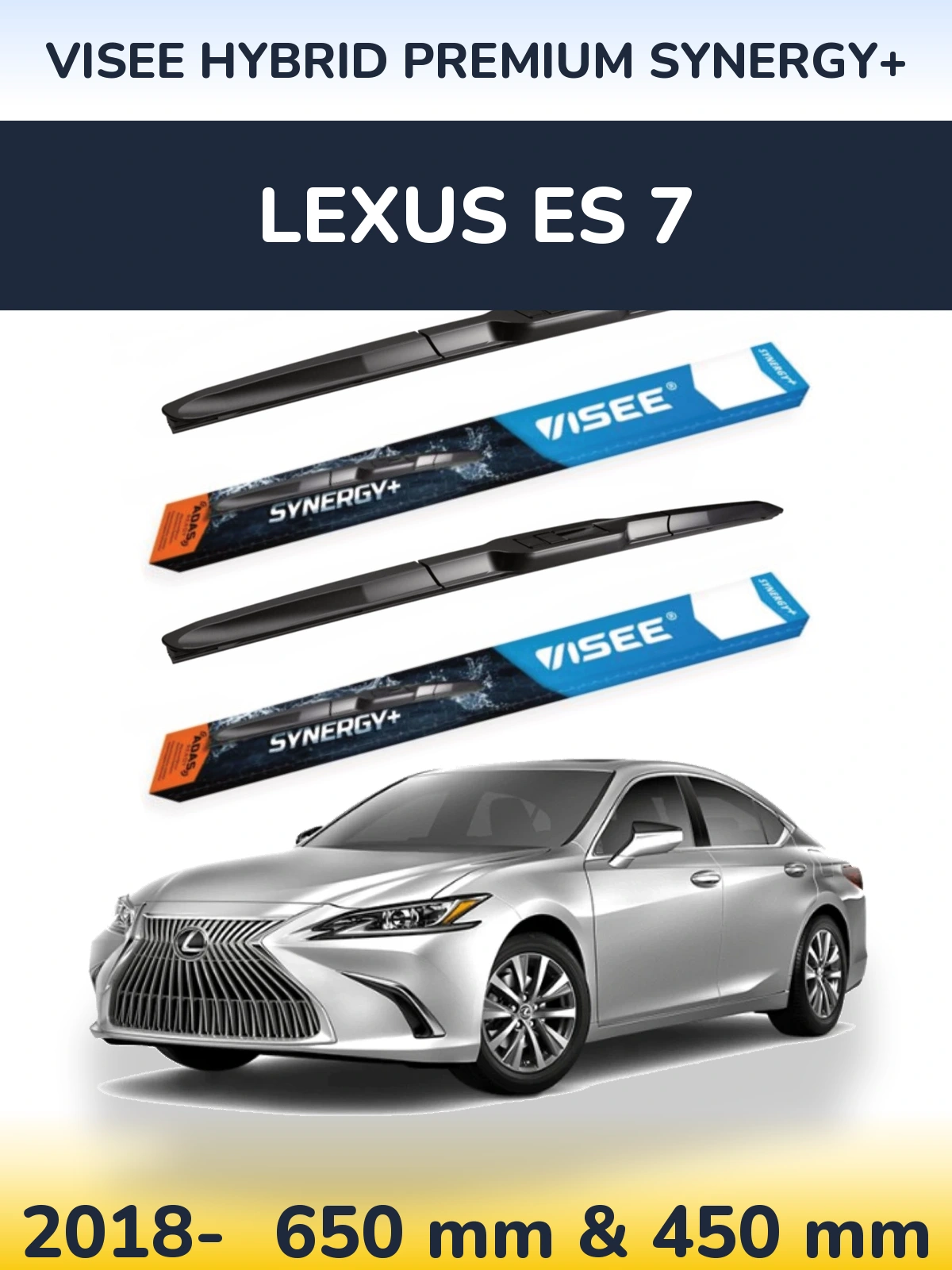 Комплект передних дворников VISEE HYBRID PREMIUM SYNERGY+ 650 & 450 мм для Lexus ES 7 2018-2026