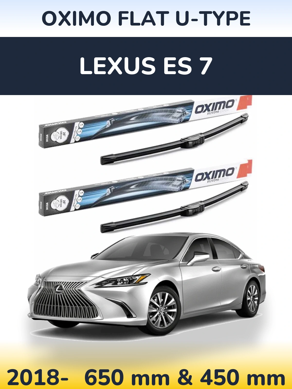 Komplet przednich wycieraczek Oximo Flat U-type 650 & 450 mm do Lexus ES 7 2018-2026