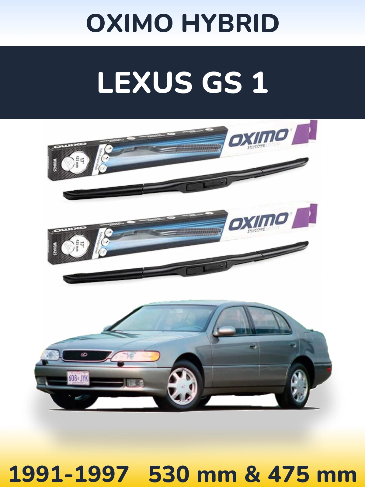 Komplet przednich wycieraczek Oximo Hybrid 530 & 475 mm do Lexus GS 1 1991-1997
