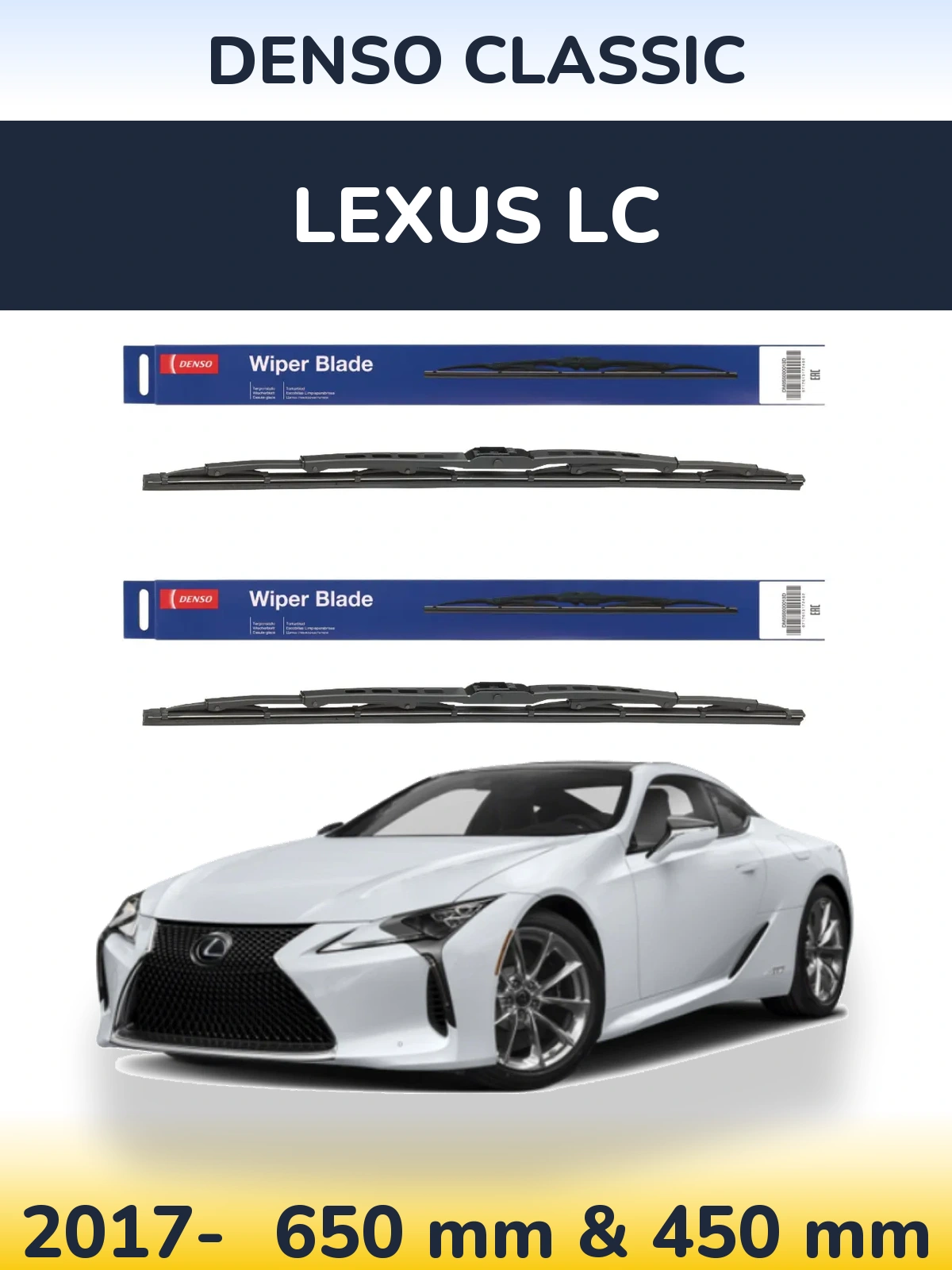 Komplet przednich wycieraczek Denso Classic 650 & 450 mm do Lexus LC 2017-2026