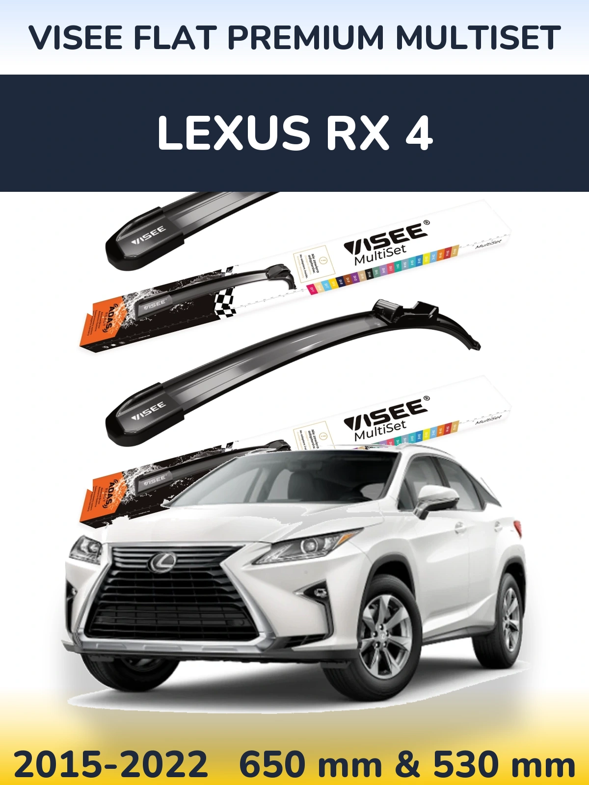 Komplet przednich wycieraczek VISEE FLAT PREMIUM MultiSet 650 & 530 mm do Lexus RX 4 2015-2022
