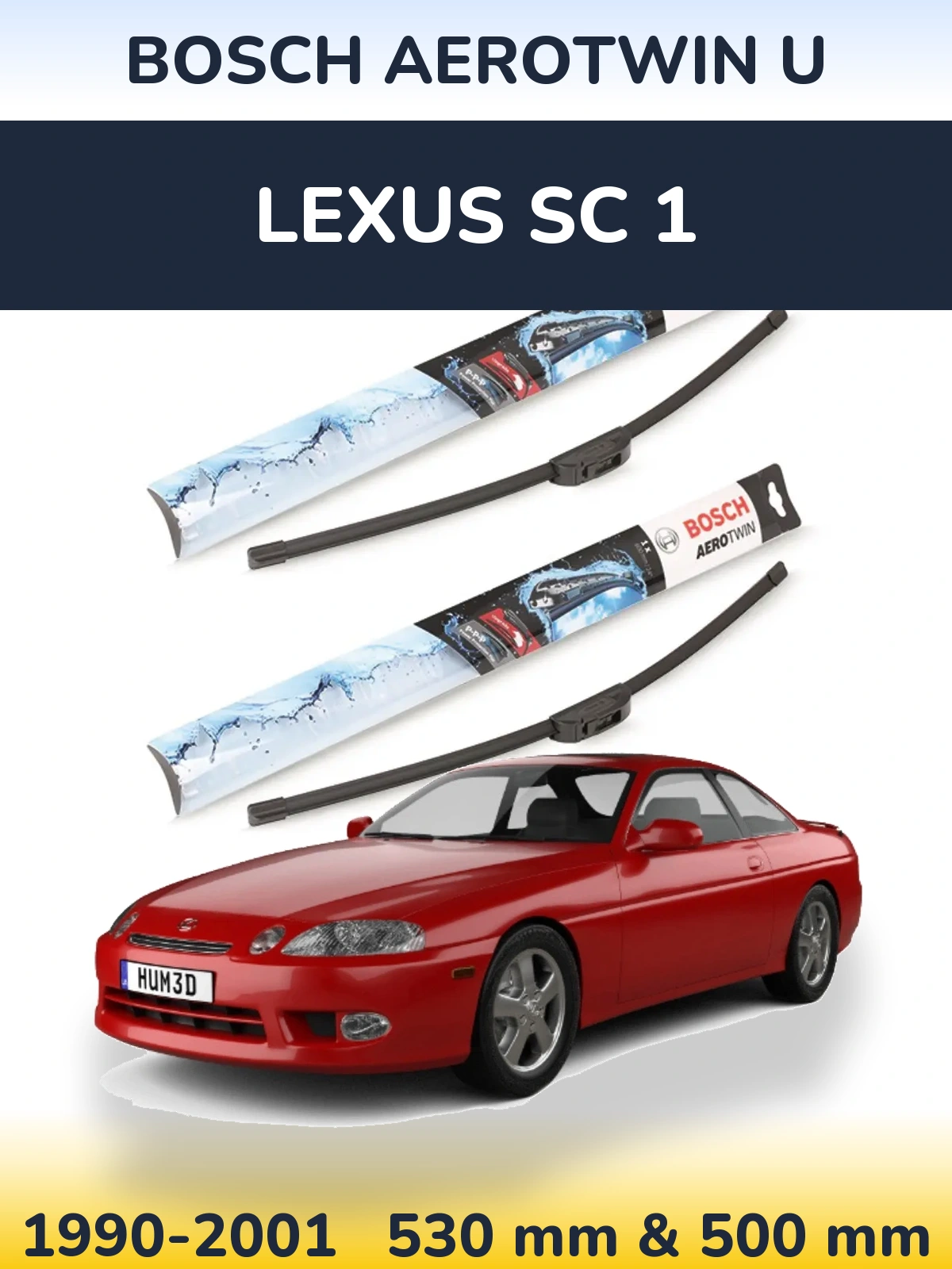 Komplet przednich wycieraczek BOSCH AeroTwin U 530 & 500 mm do Lexus SC 1 1990-2001
