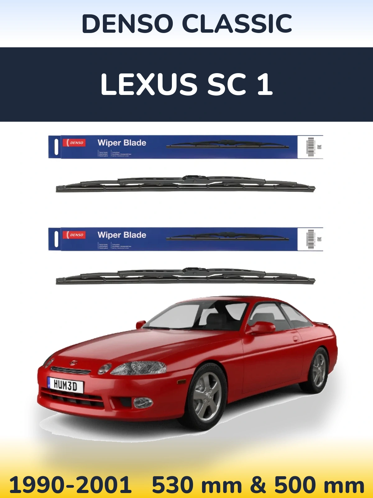 Komplet przednich wycieraczek Denso Classic 530 & 500 mm do Lexus SC 1 1990-2001