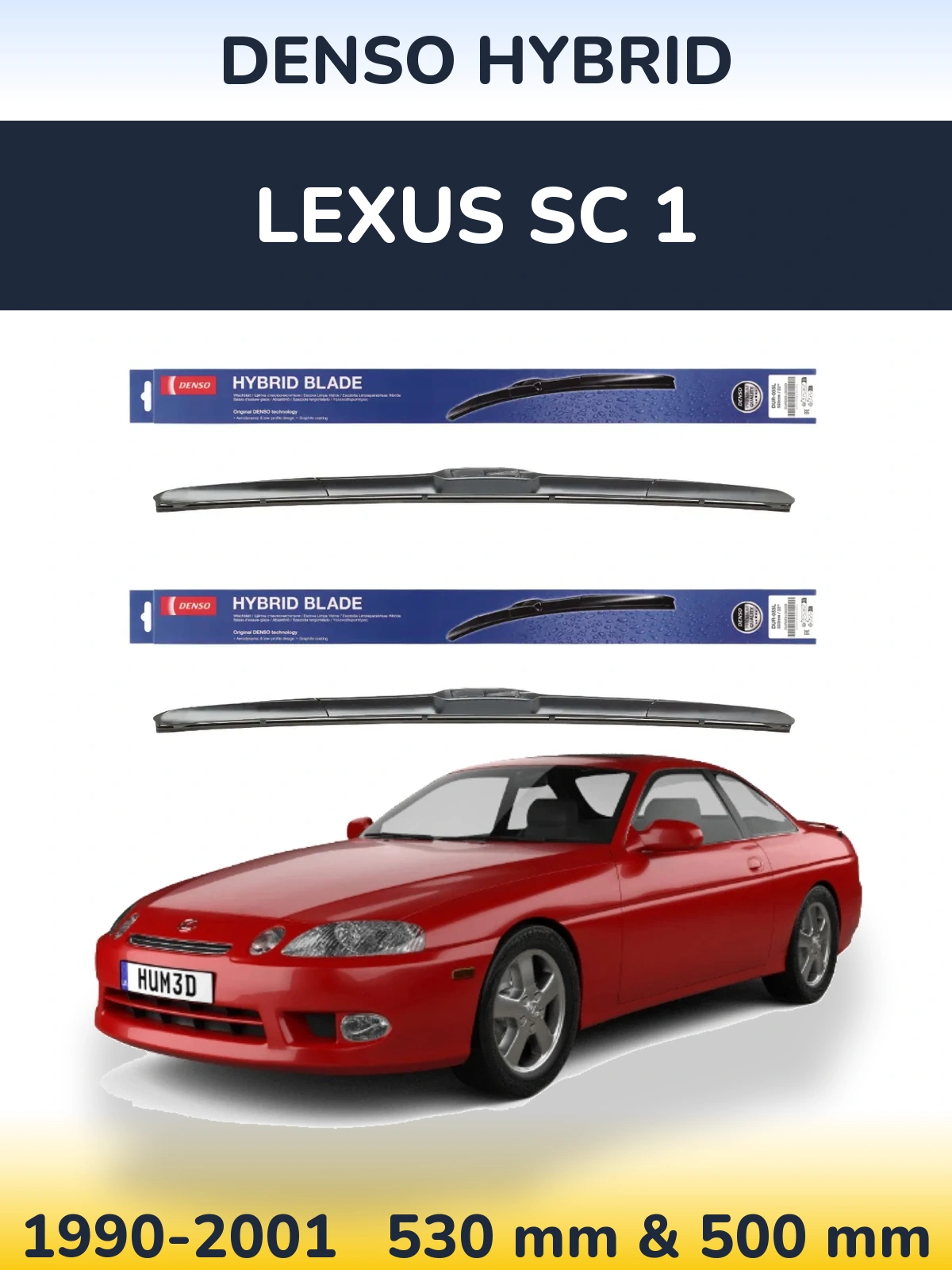 Komplet przednich wycieraczek Denso Hybrid 530 & 500 mm do Lexus SC 1 1990-2001