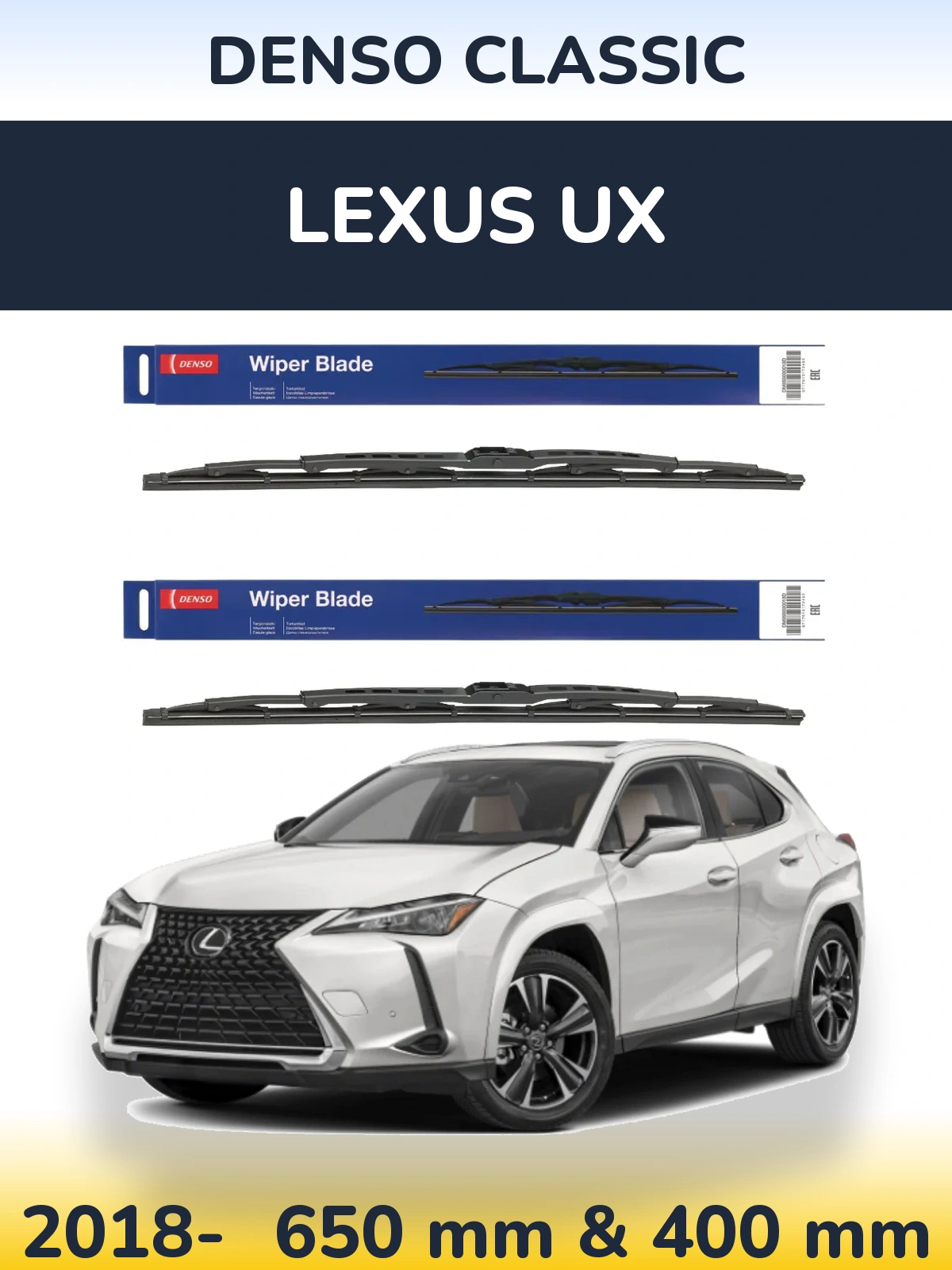 Komplet przednich wycieraczek Denso Classic 650 & 400 mm do Lexus UX 2018-2026