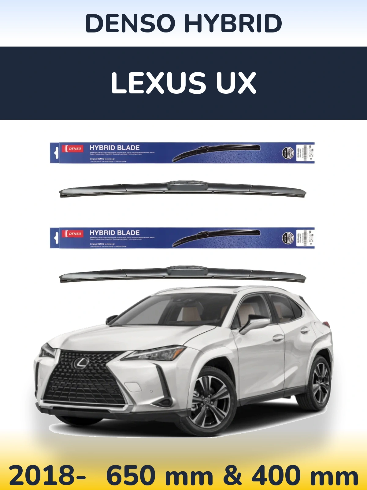 Komplet przednich wycieraczek Denso Hybrid 650 & 400 mm do Lexus UX 2018-2026