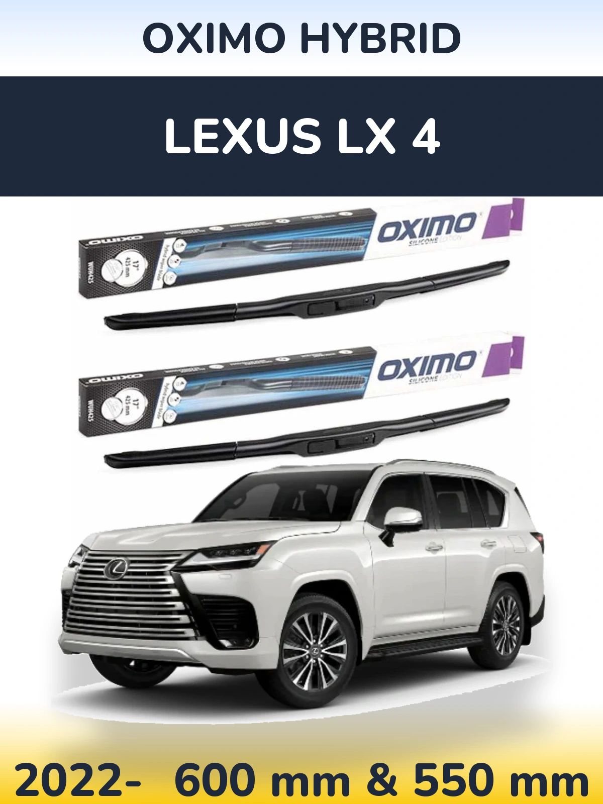 Komplet przednich wycieraczek Oximo Hybrid 600 & 550 mm do Lexus LX 4 2022-2026