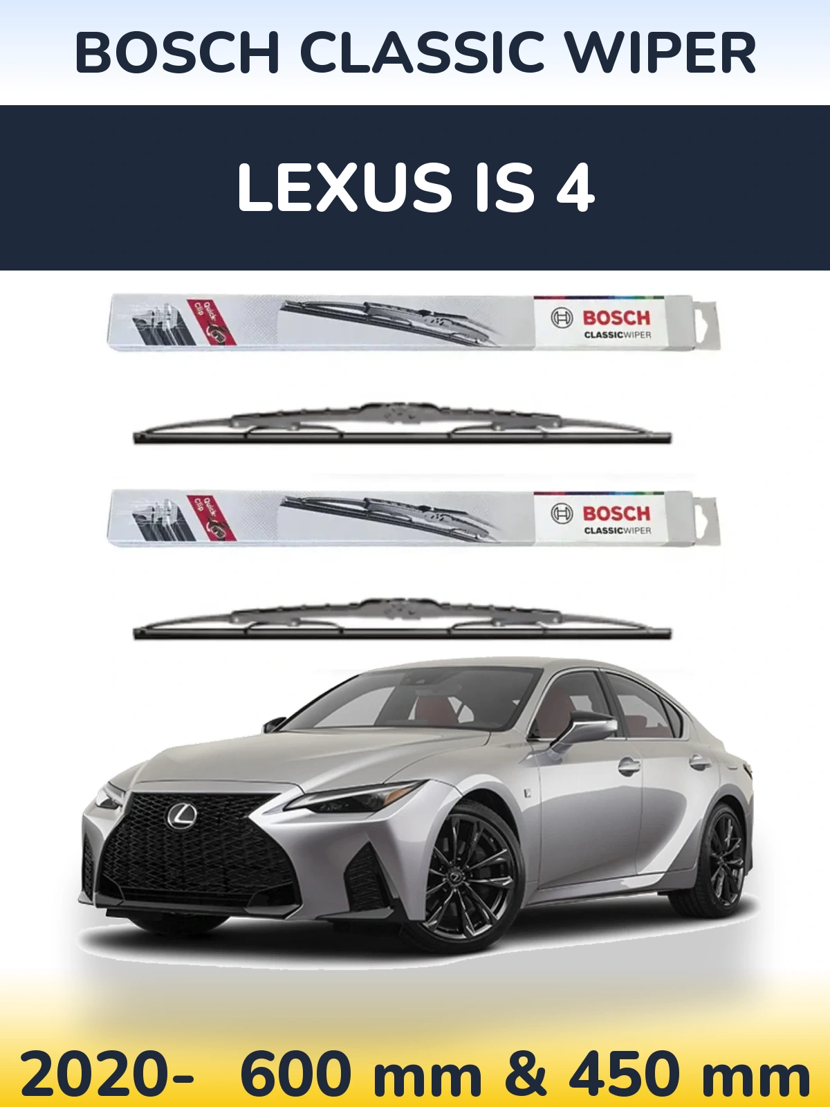 Komplet przednich wycieraczek BOSCH Classic Wiper 600 & 450 mm do Lexus IS 4 2020-2026