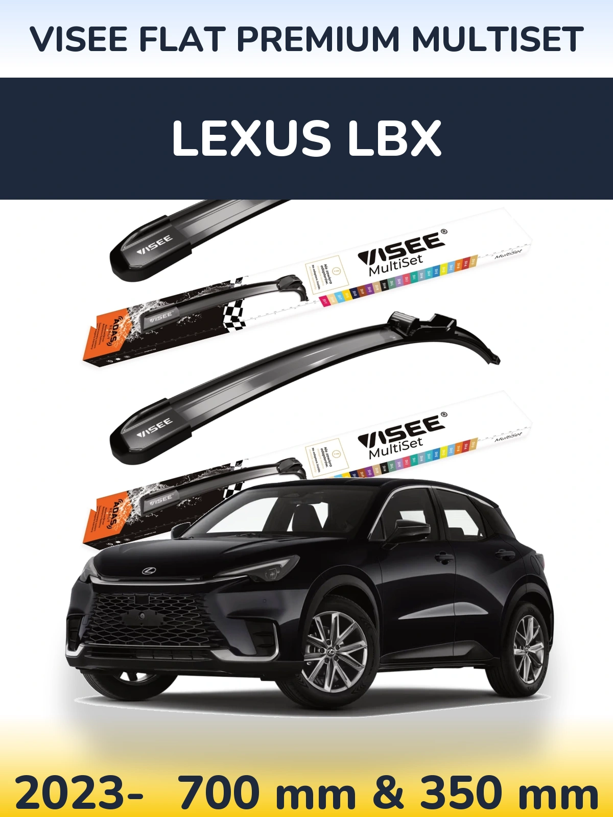 Komplet przednich wycieraczek VISEE FLAT PREMIUM MultiSet 700 & 350 mm do Lexus LBX 2023-2026