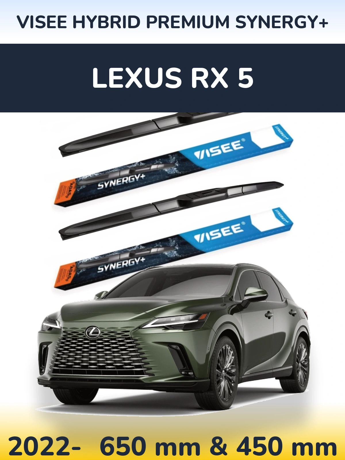 Komplet przednich wycieraczek VISEE HYBRID PREMIUM SYNERGY+ 650 & 450 mm do Lexus RX 5 2022-2026