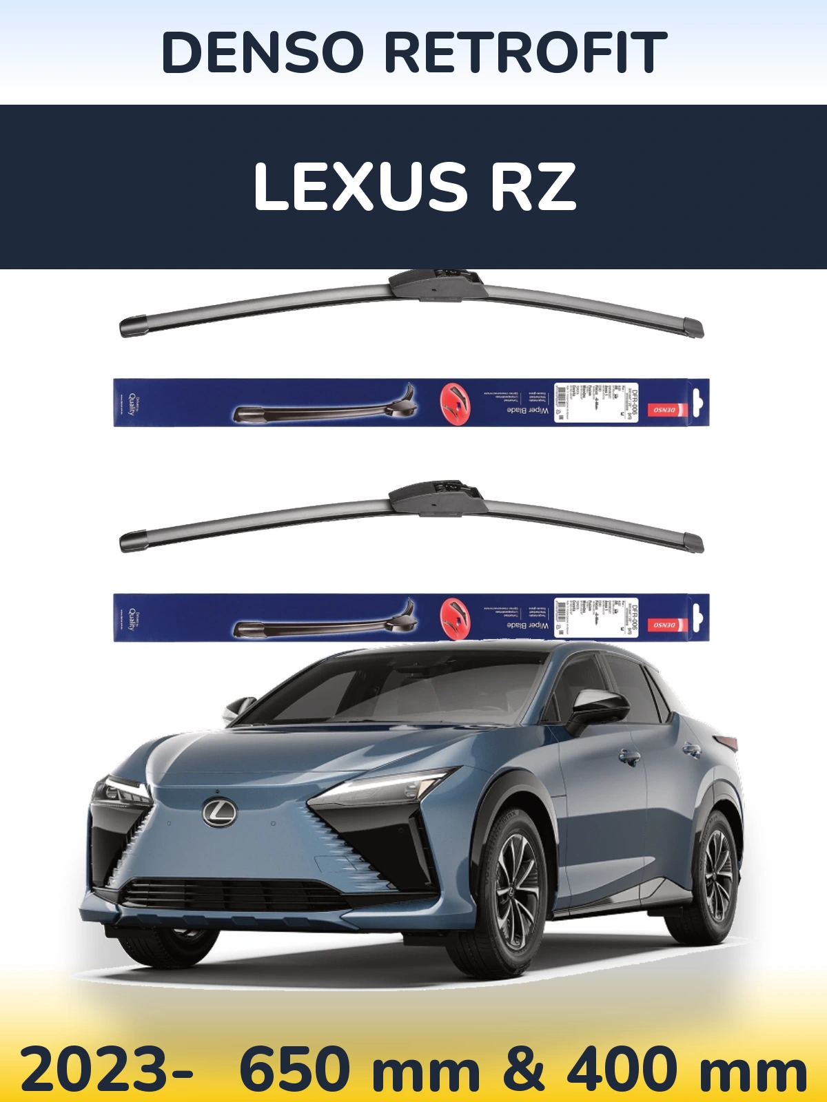 Komplet przednich wycieraczek Denso Retrofit 650 & 400 mm do Lexus RZ 2023-2026