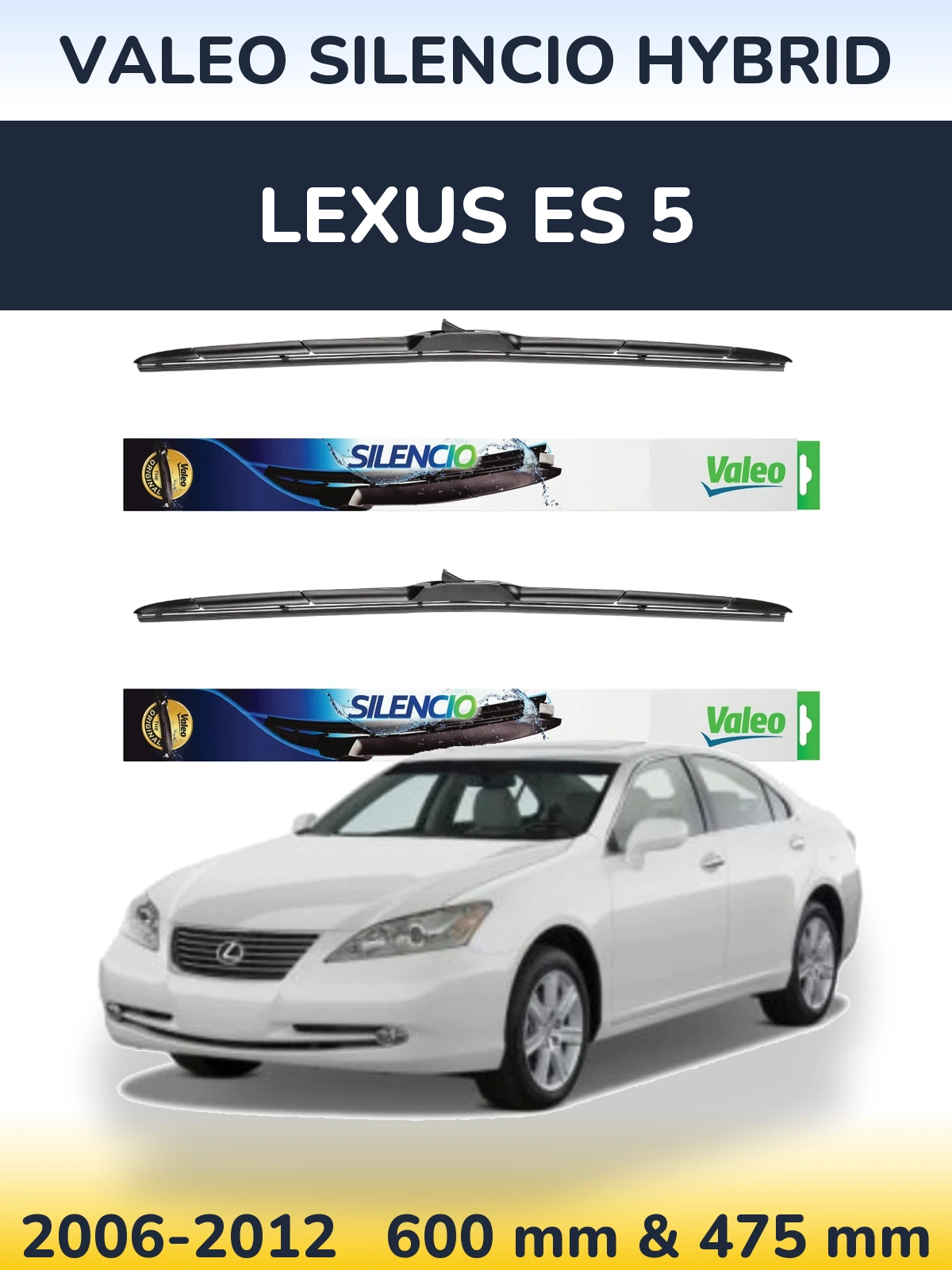 Комплект передних дворников Valeo Silencio Hybrid 600 & 475 мм для Lexus ES 5 2006-2012
