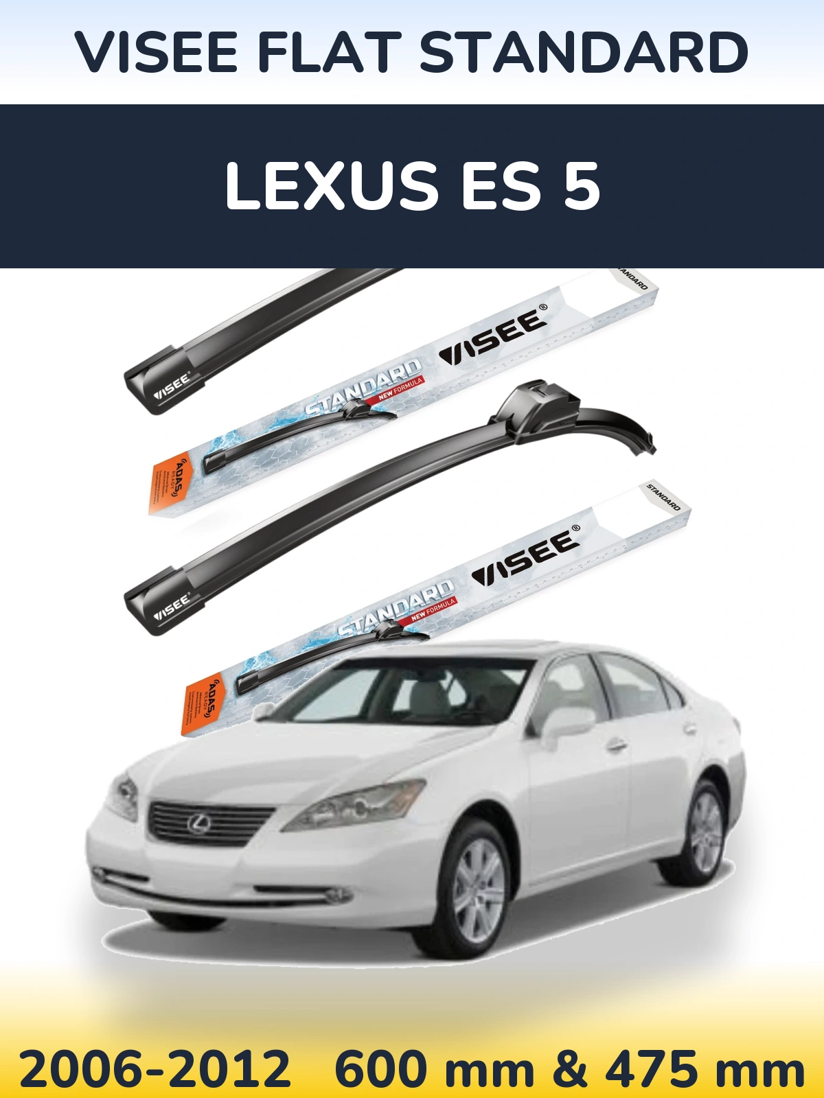 Комплект передних дворников VISEE FLAT STANDARD 600 & 475 мм для Lexus ES 5 2006-2012